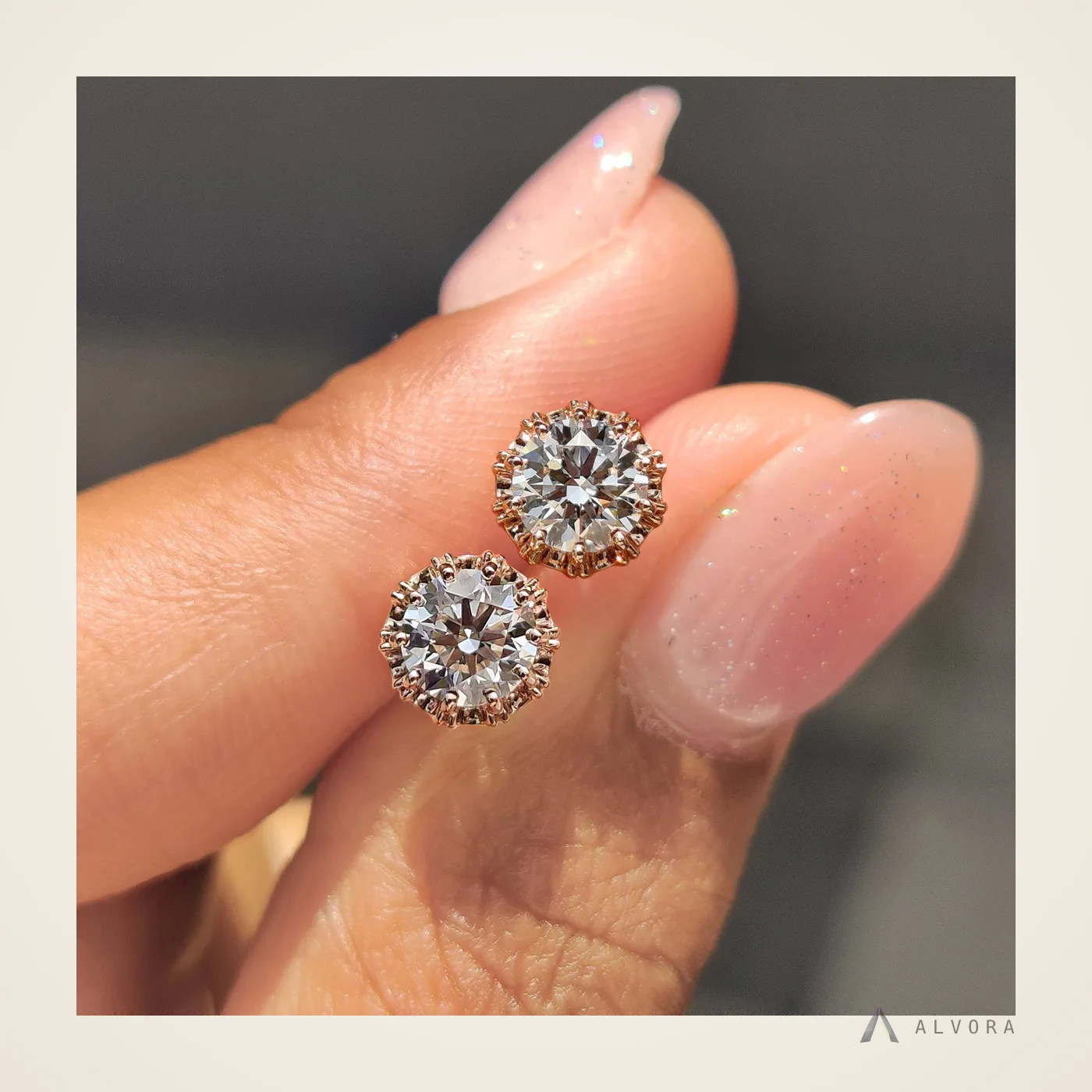 Cyra Round Studs, round studs lab-grown diamond earrings