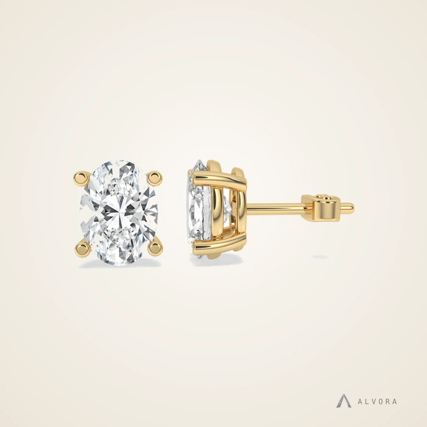 Ada Oval Studs, oval studs lab-grown diamond earrings
