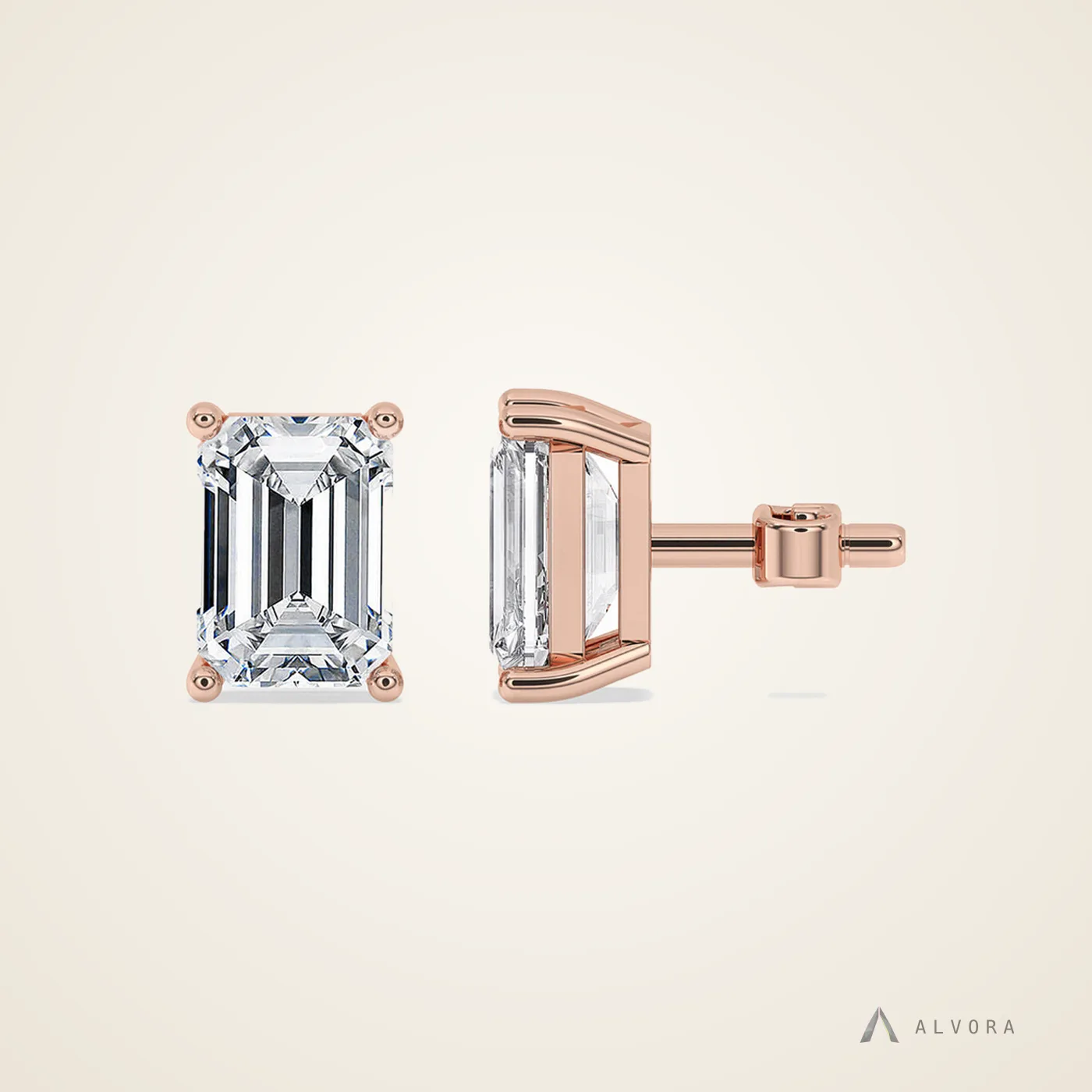 Hesper Emerald Studs, emerald studs lab-grown diamond earrings