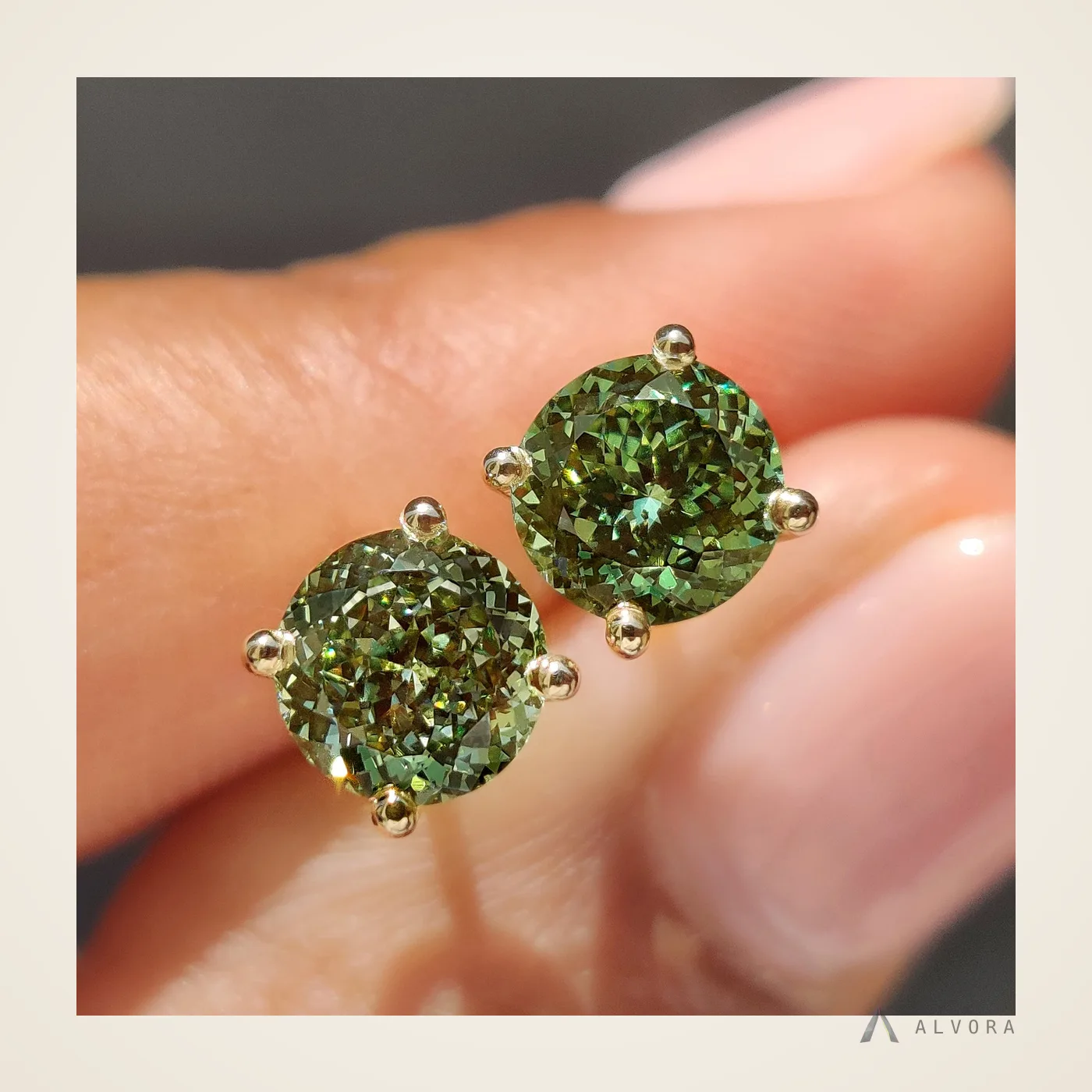 Rosalind Green Studs, studs lab-grown diamond earrings