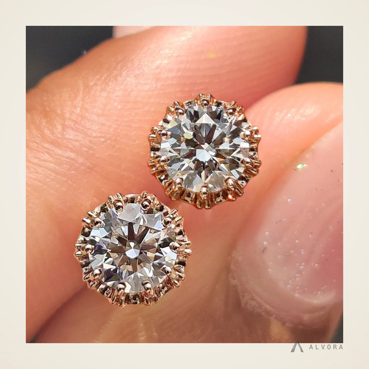 Valerie Round Studs, round studs lab-grown diamond earrings