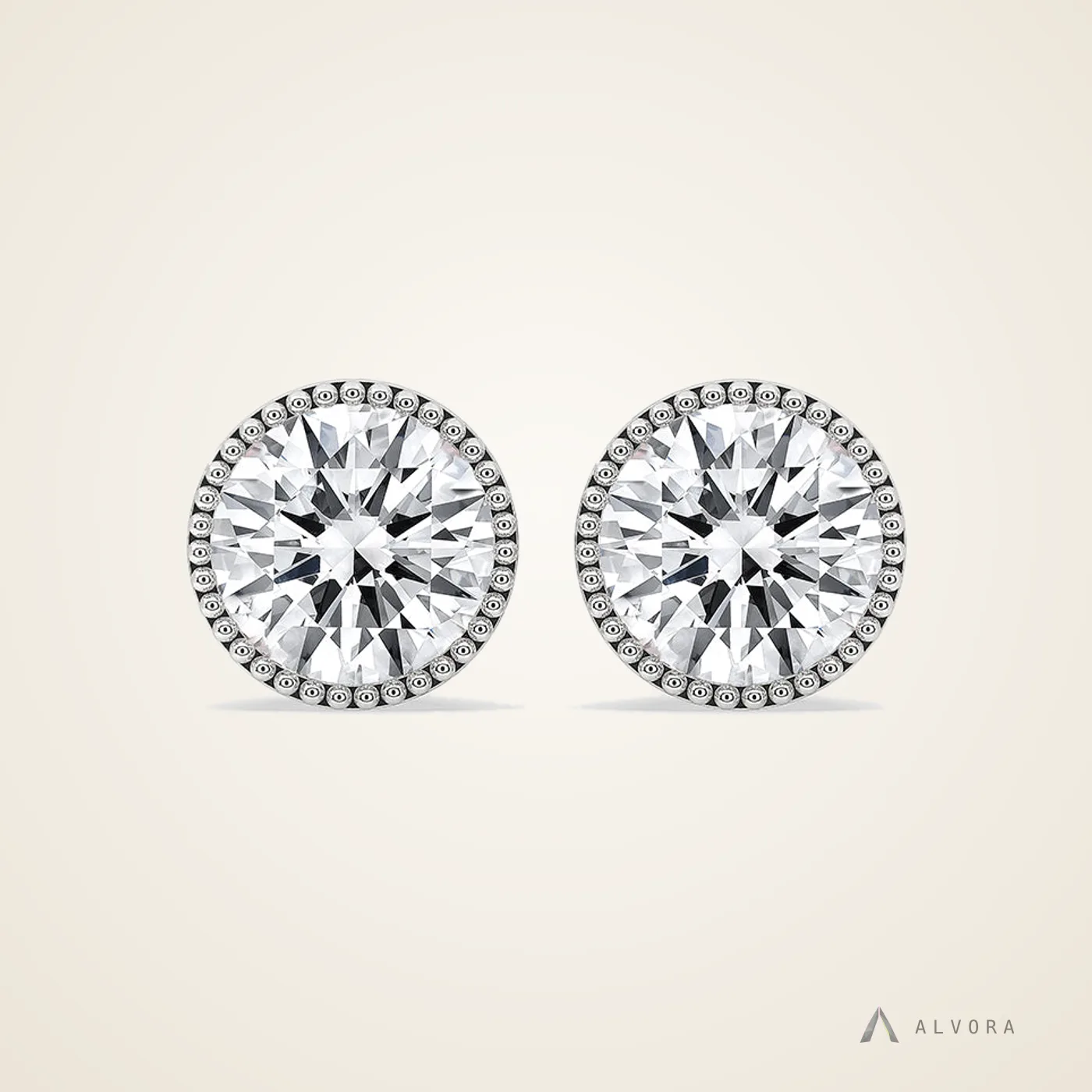 Yolande Round Studs, round studs lab-grown diamond earrings