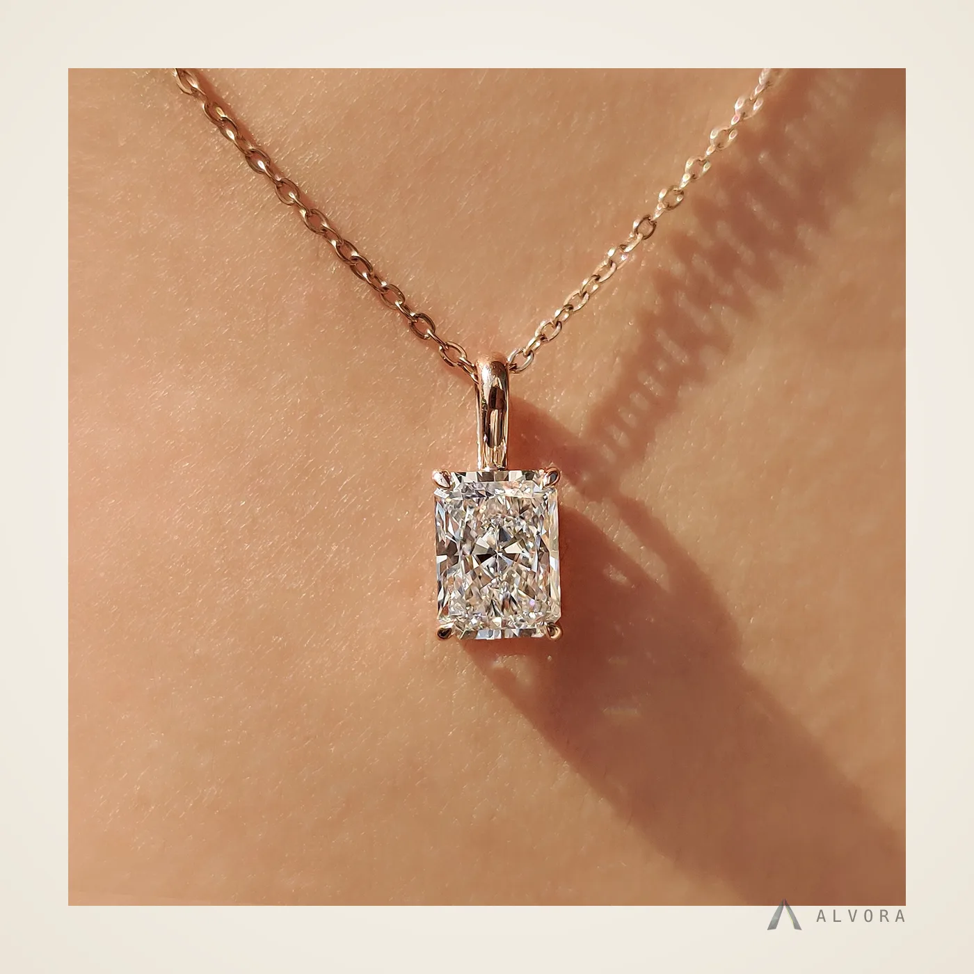 Clio Radiant Pendant, radiant pendant lab-grown diamond pendant