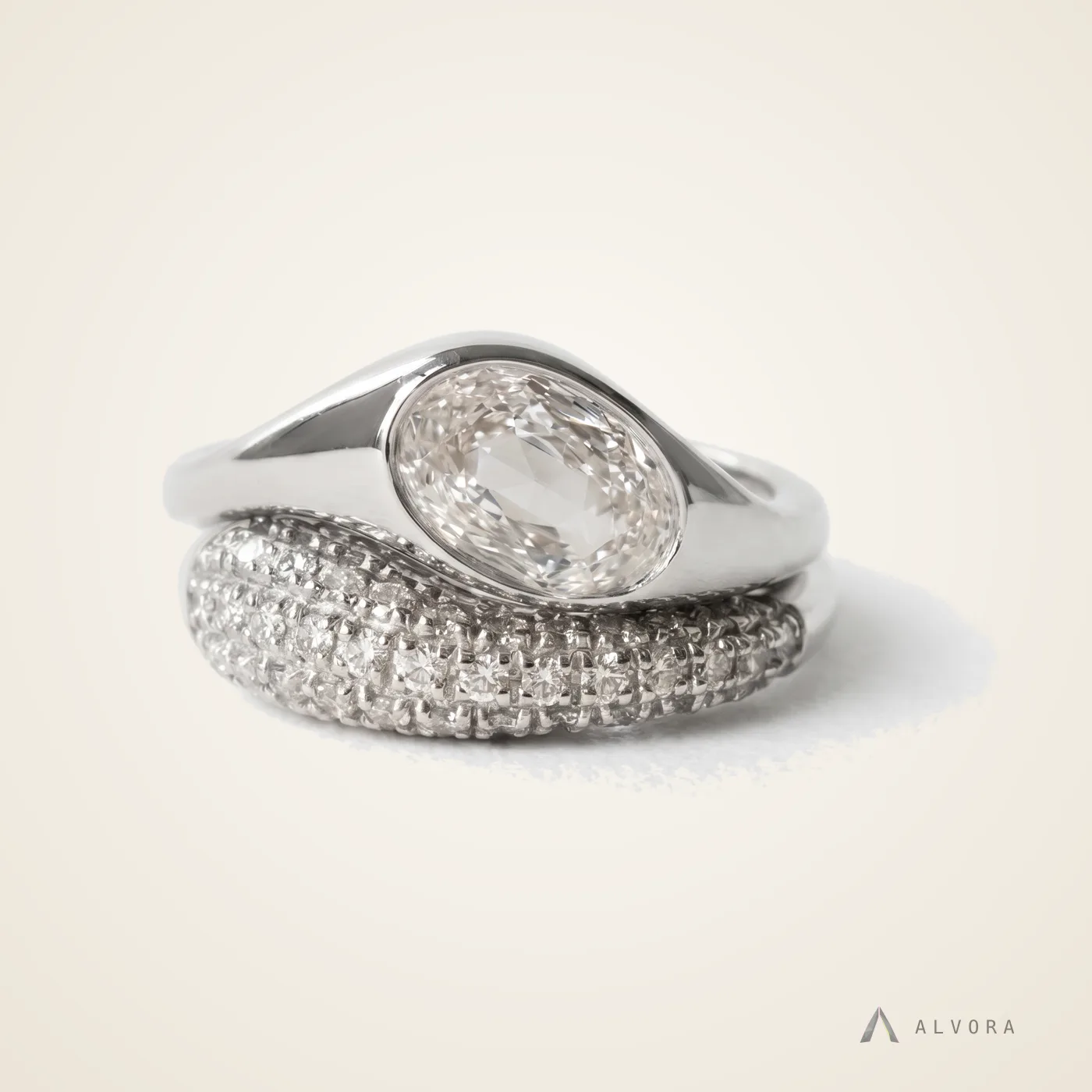 Aurel Oval East-West, oval east-west lab-grown diamond engagement ring