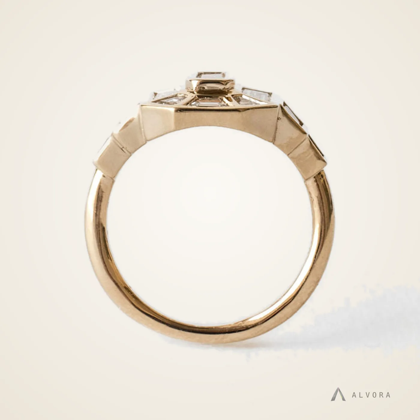 Vela Emerald Bezel, emerald bezel lab-grown diamond engagement ring