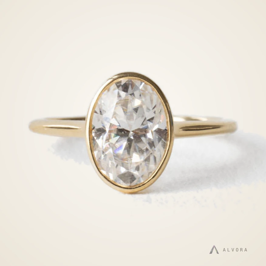 Ondine Oval Bezel, oval bezel lab-grown diamond engagement ring