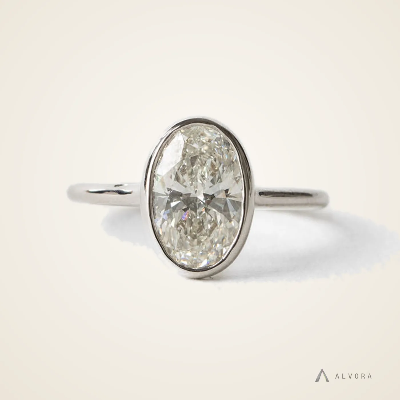 Ondine Oval Bezel, oval bezel lab-grown diamond engagement ring