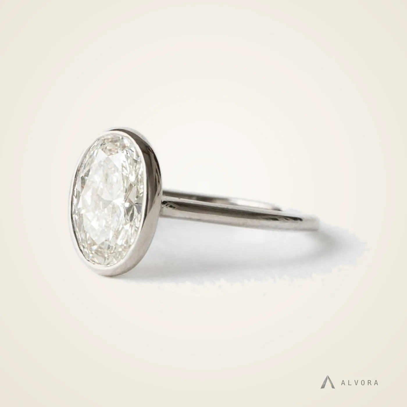 Ondine Oval Bezel, oval bezel lab-grown diamond engagement ring