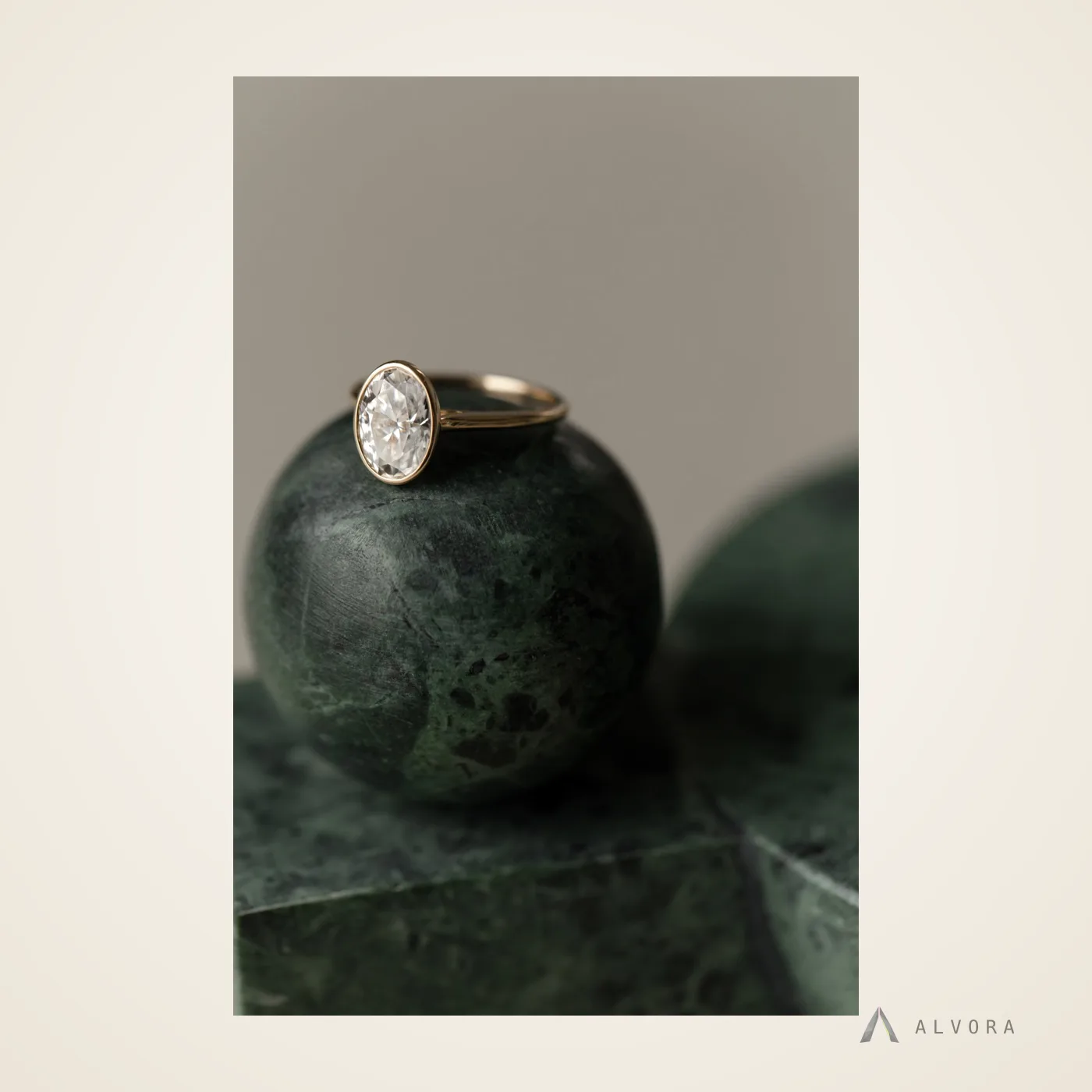 Ondine Oval Bezel, oval bezel lab-grown diamond engagement ring