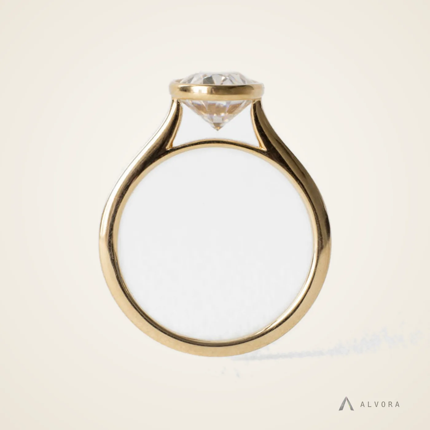 Ondine Oval Bezel, oval bezel lab-grown diamond engagement ring