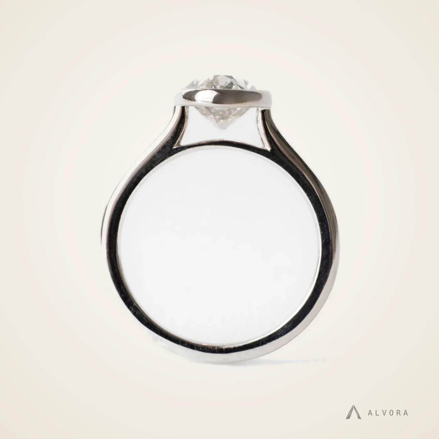 Nerida Elongated Cushion Bezel, elongated cushion bezel lab-grown diamond engagement ring