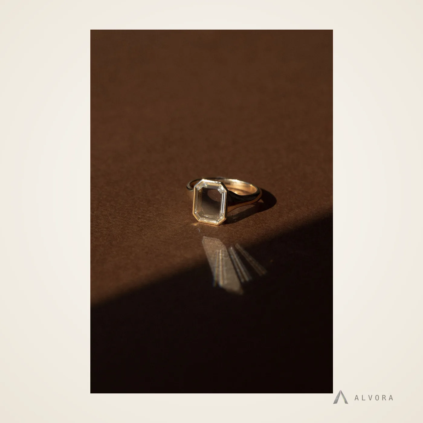 Ilse Emerald Bezel, emerald bezel lab-grown diamond engagement ring