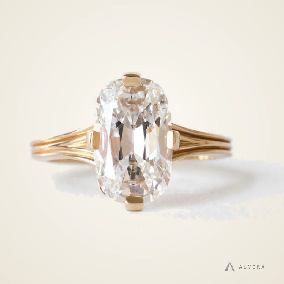 Sabine Elongated Cushion Heritage, elongated cushion heritage lab-grown diamond engagement ring