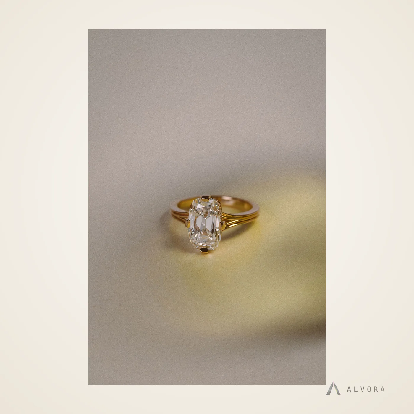 Sabine Elongated Cushion Heritage, elongated cushion heritage lab-grown diamond engagement ring