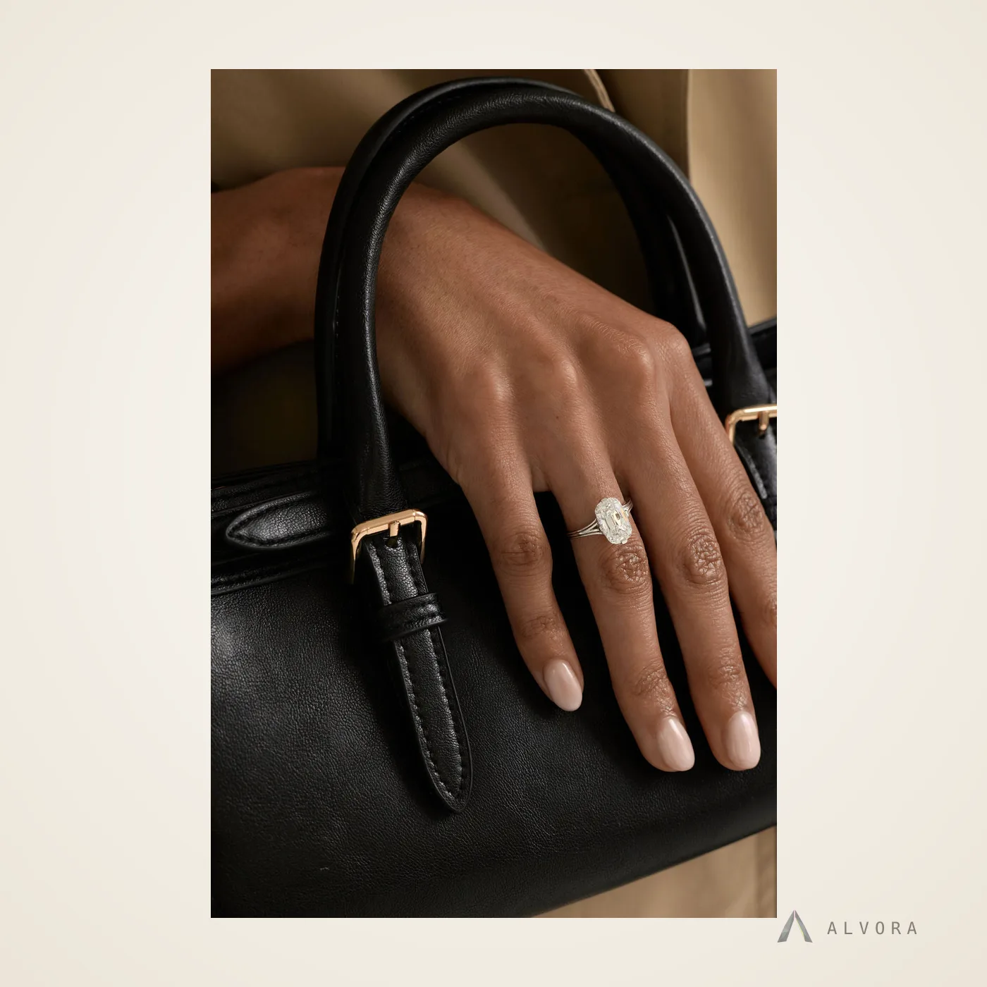 Sabine Elongated Cushion Heritage, elongated cushion heritage lab-grown diamond engagement ring