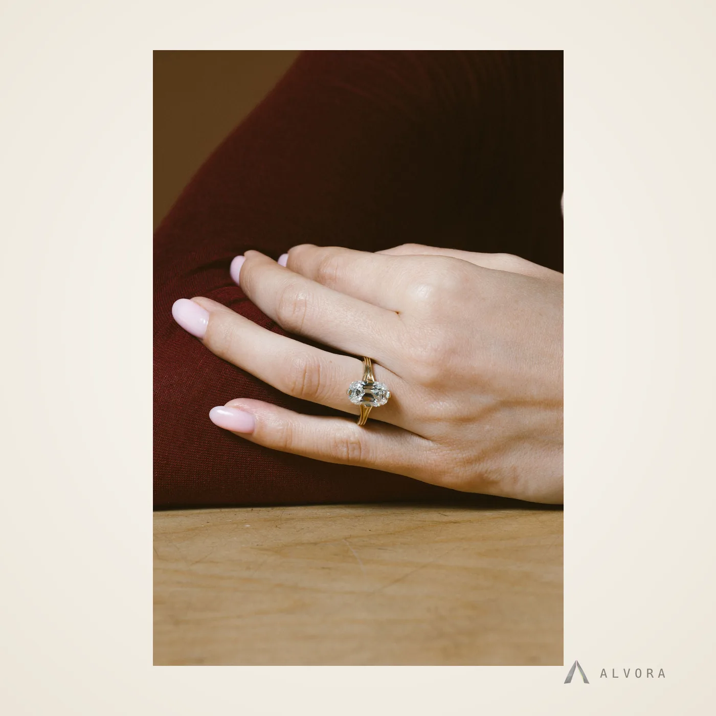Sabine Elongated Cushion Heritage, elongated cushion heritage lab-grown diamond engagement ring