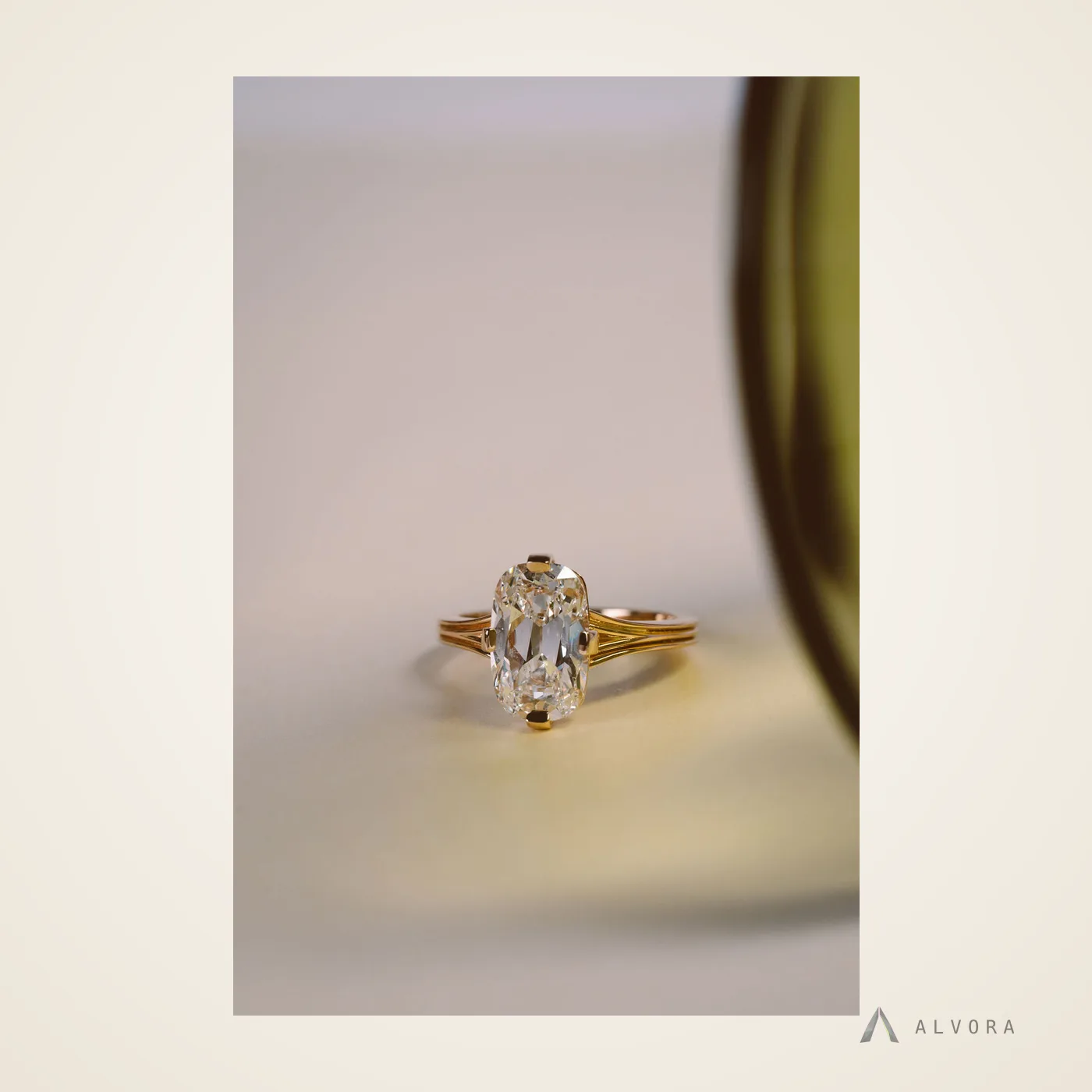 Sabine Elongated Cushion Heritage, elongated cushion heritage lab-grown diamond engagement ring