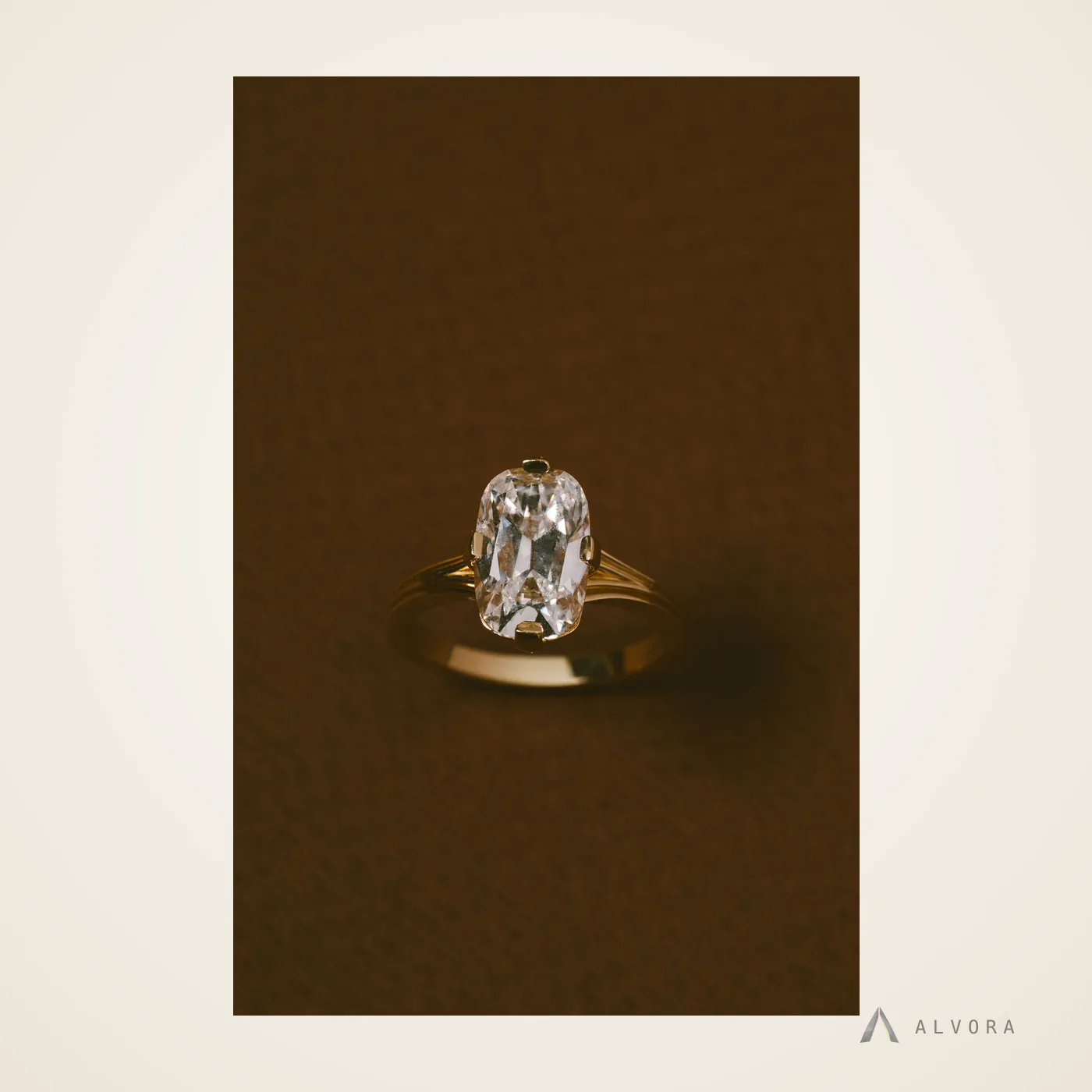 Sabine Elongated Cushion Heritage, elongated cushion heritage lab-grown diamond engagement ring