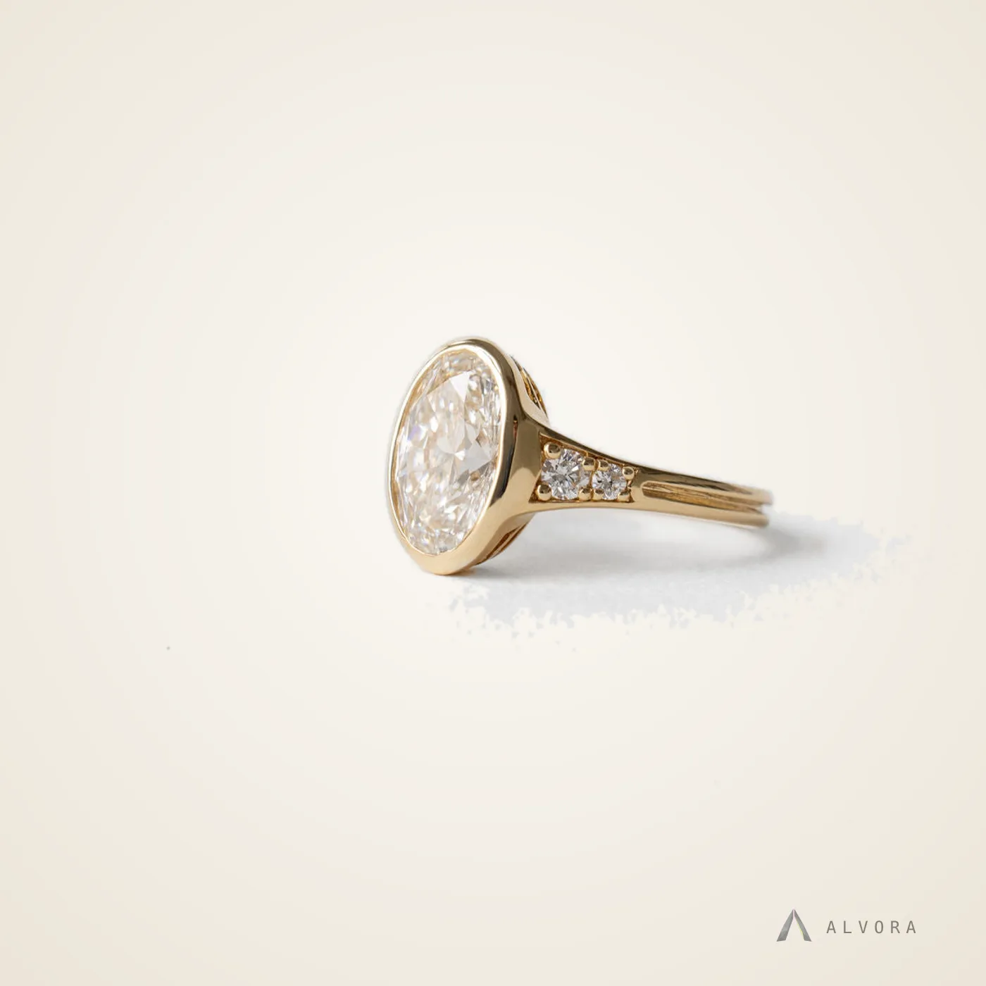 Celeste Green Oval Solitaire, oval solitaire lab-grown diamond engagement ring