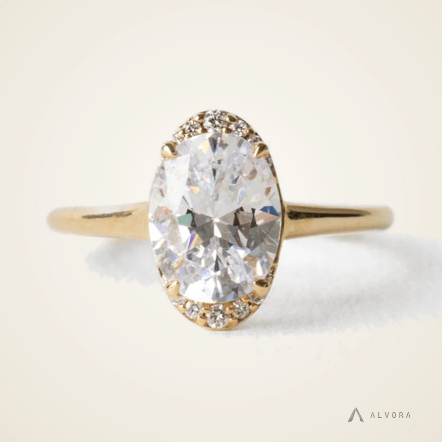 Noor Oval Solitaire, oval solitaire lab-grown diamond engagement ring