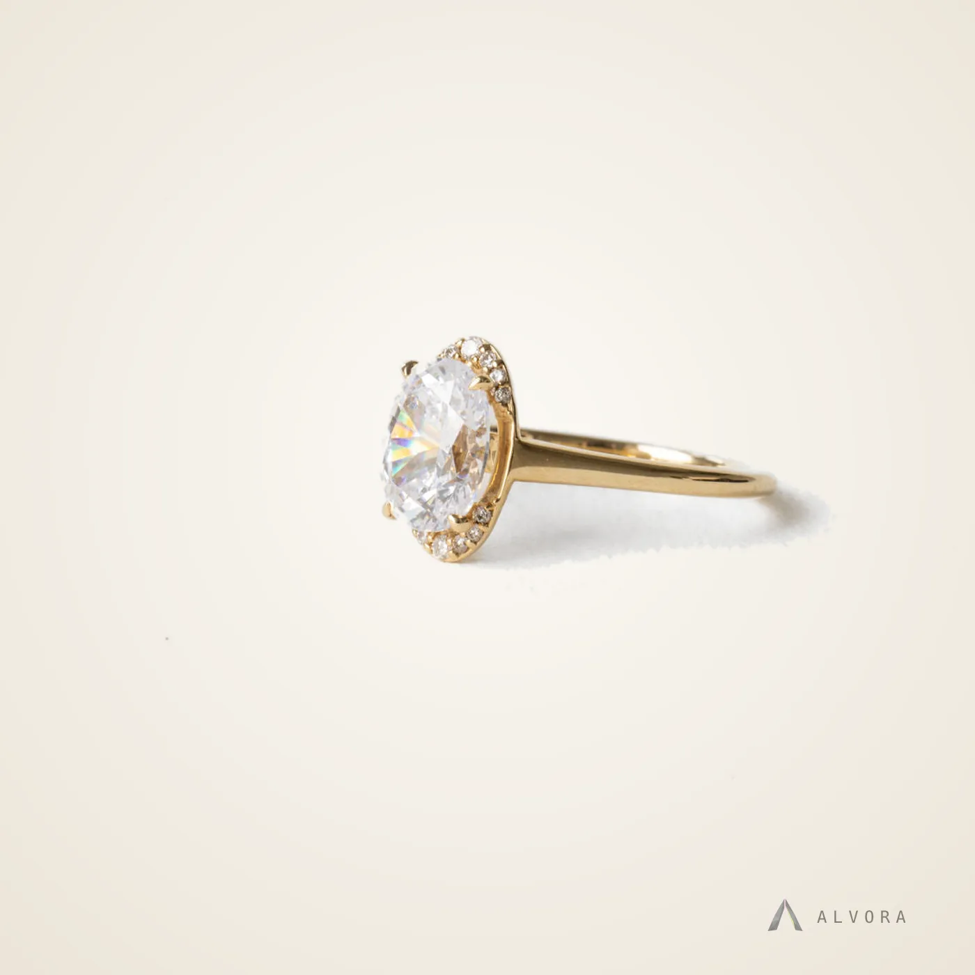Noor Oval Solitaire, oval solitaire lab-grown diamond engagement ring