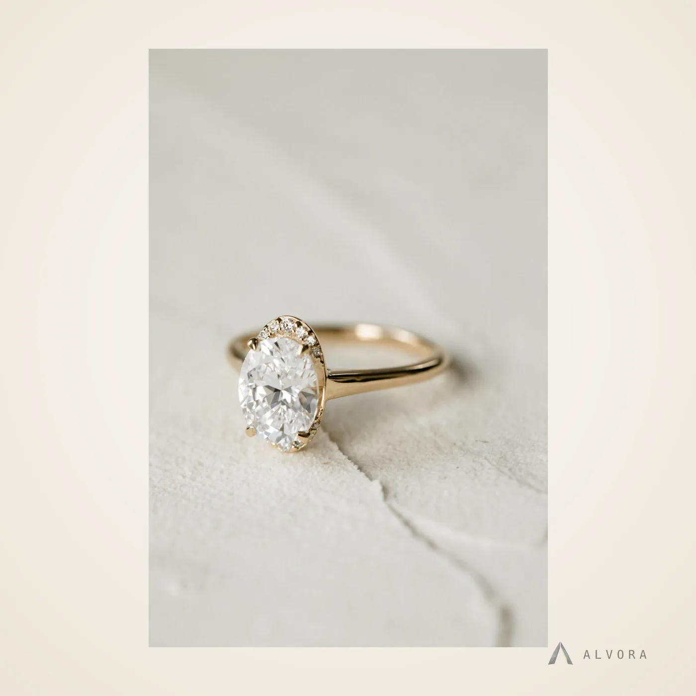 Noor Oval Solitaire, oval solitaire lab-grown diamond engagement ring