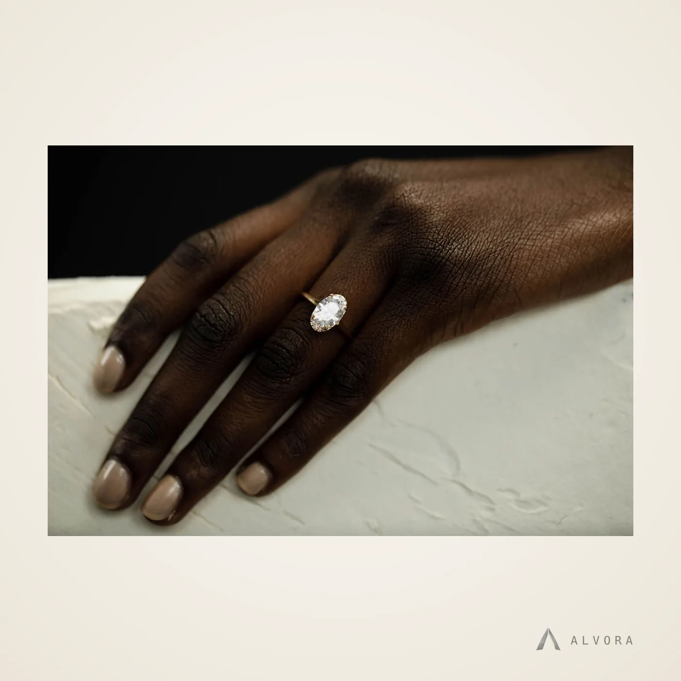 Noor Oval Solitaire, oval solitaire lab-grown diamond engagement ring