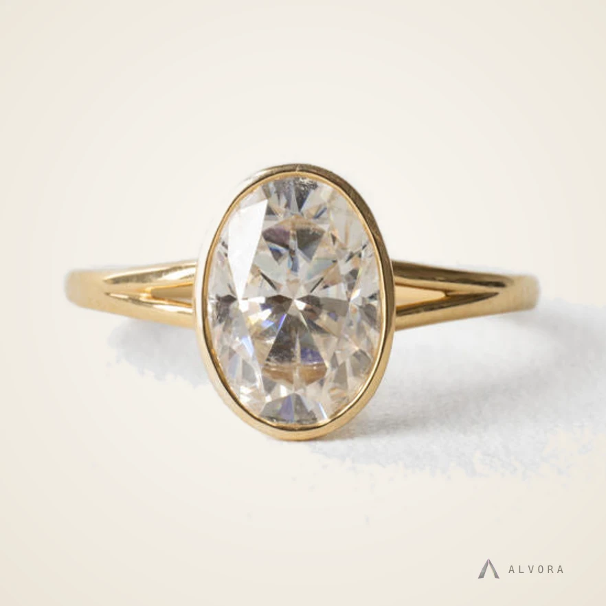 Rhea Oval Solitaire, oval solitaire lab-grown diamond engagement ring