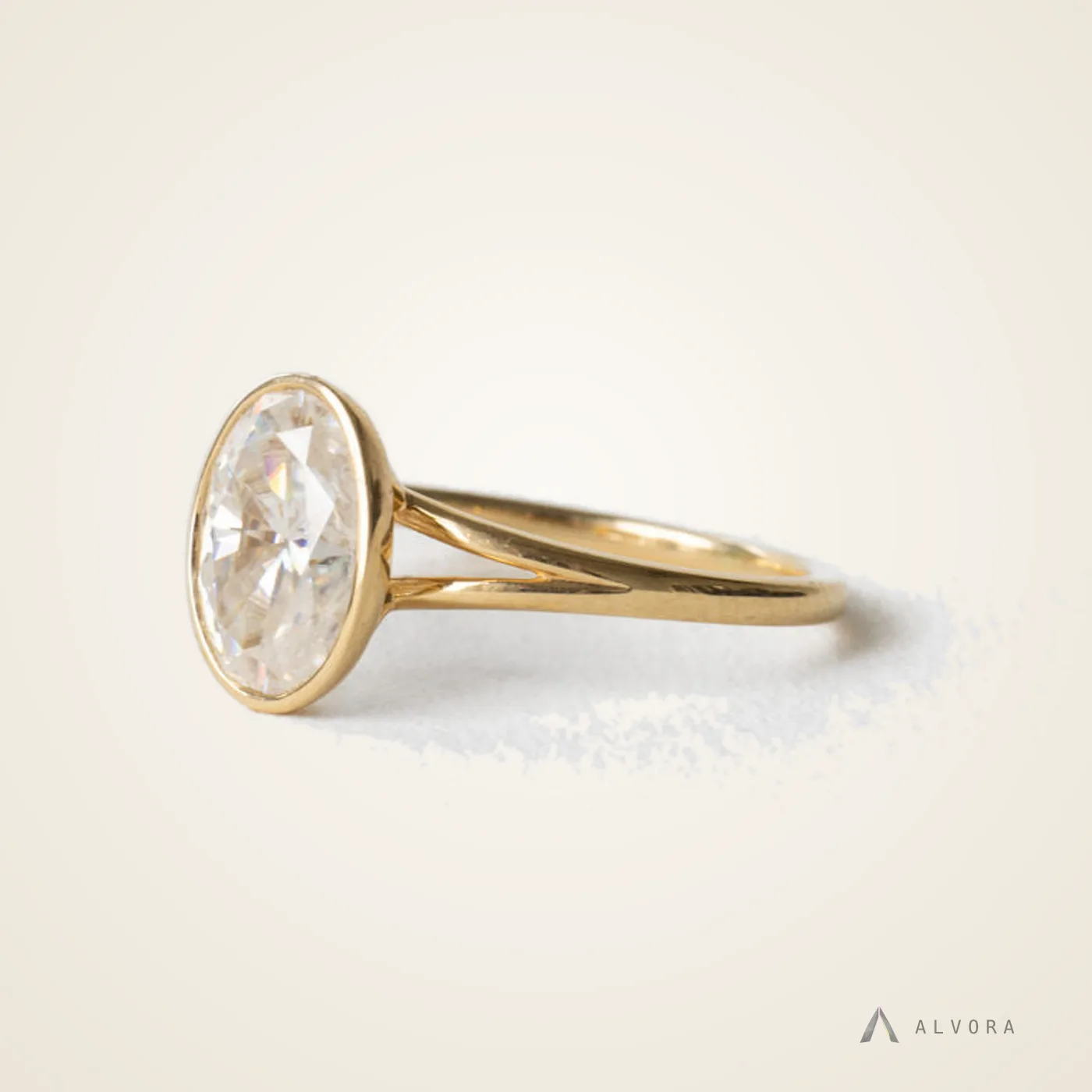 Rhea Oval Solitaire, oval solitaire lab-grown diamond engagement ring