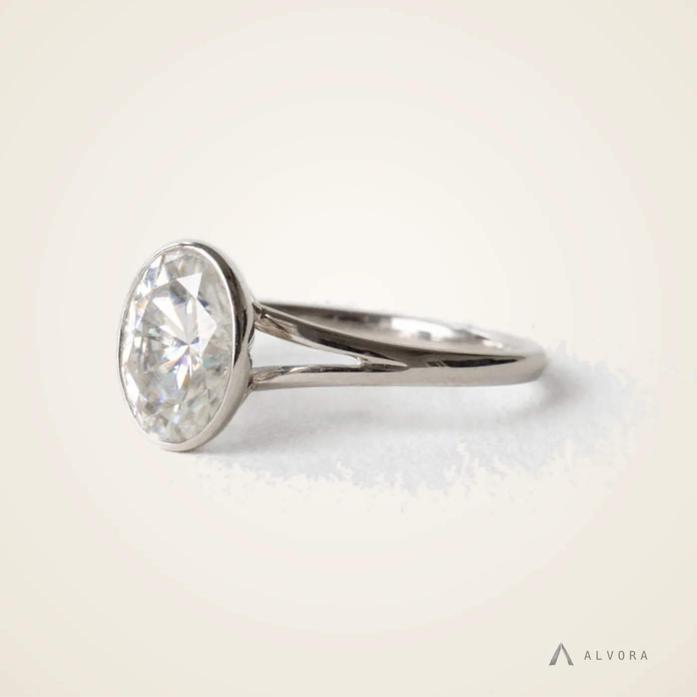 Rhea Oval Solitaire, oval solitaire lab-grown diamond engagement ring