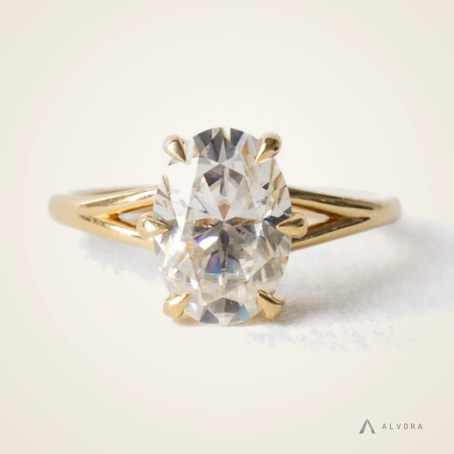 Vesna Oval Solitaire, oval solitaire lab-grown diamond engagement ring