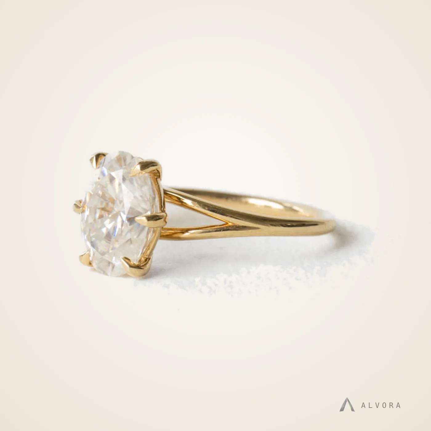 Vesna Oval Solitaire, oval solitaire lab-grown diamond engagement ring