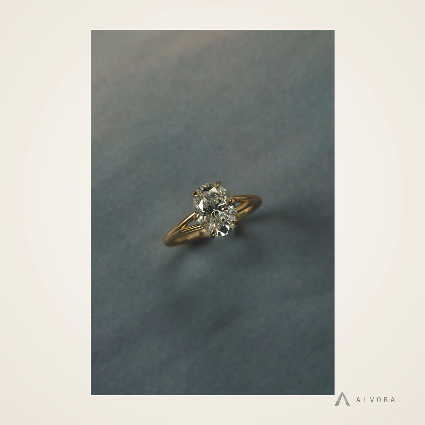 Vesna Oval Solitaire, oval solitaire lab-grown diamond engagement ring