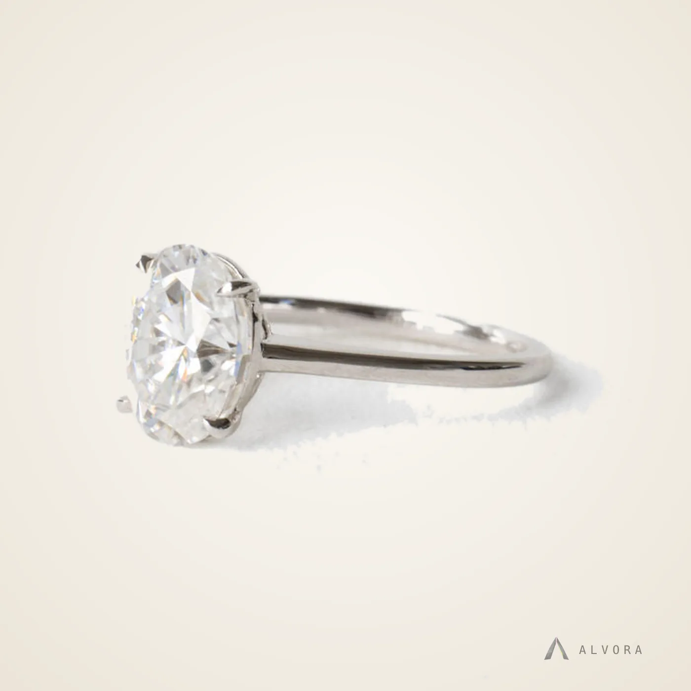 Esra Oval Solitaire, oval solitaire lab-grown diamond engagement ring