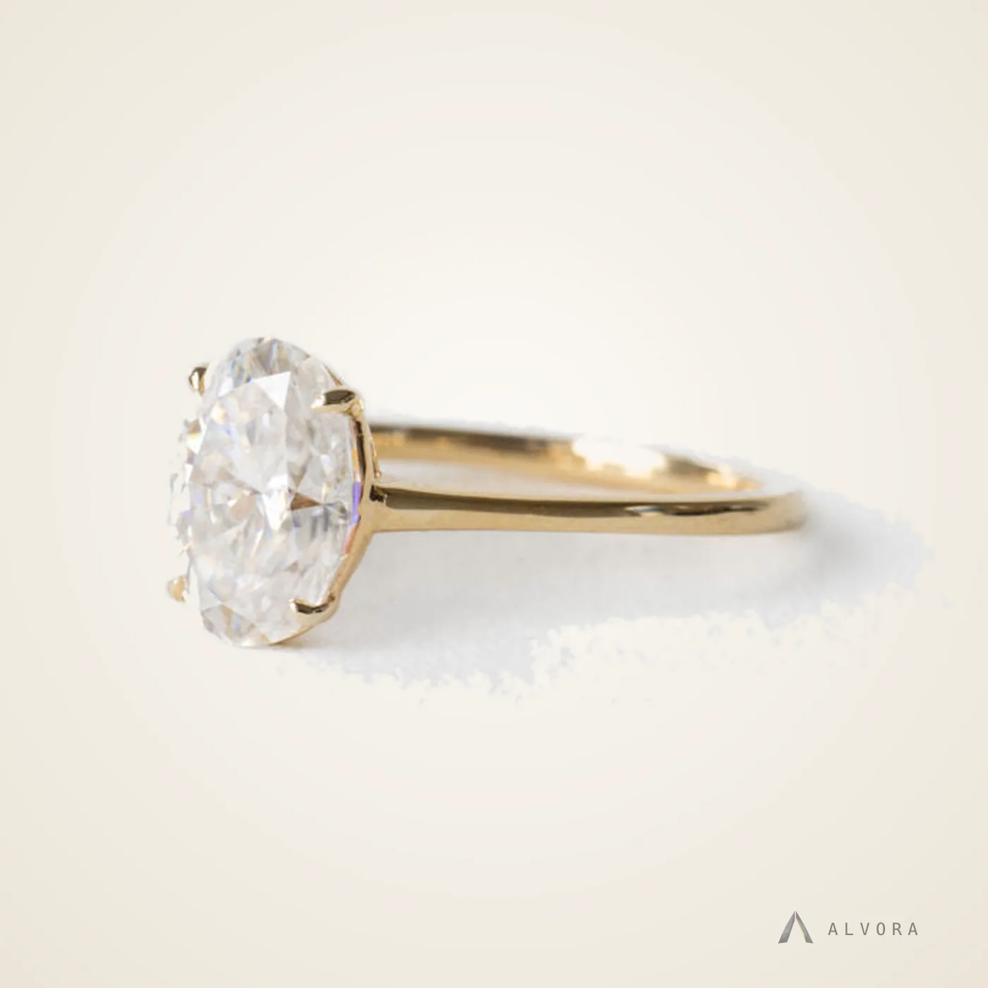 Esra Oval Solitaire, oval solitaire lab-grown diamond engagement ring