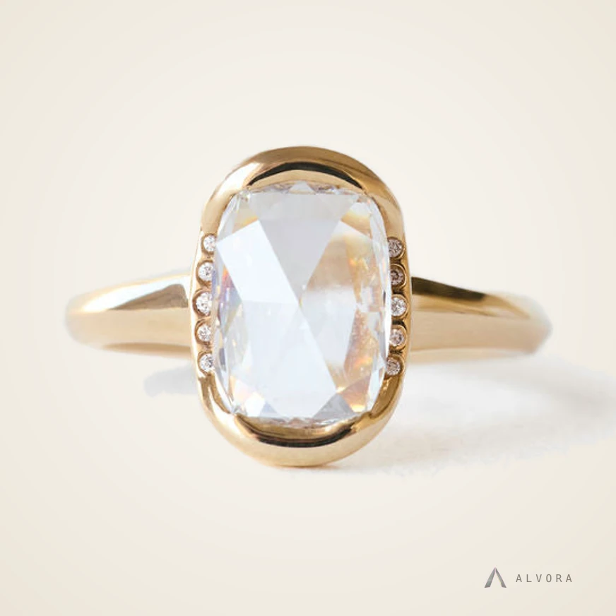 Jora Elongated Cushion Solitaire, elongated cushion solitaire lab-grown diamond engagement ring