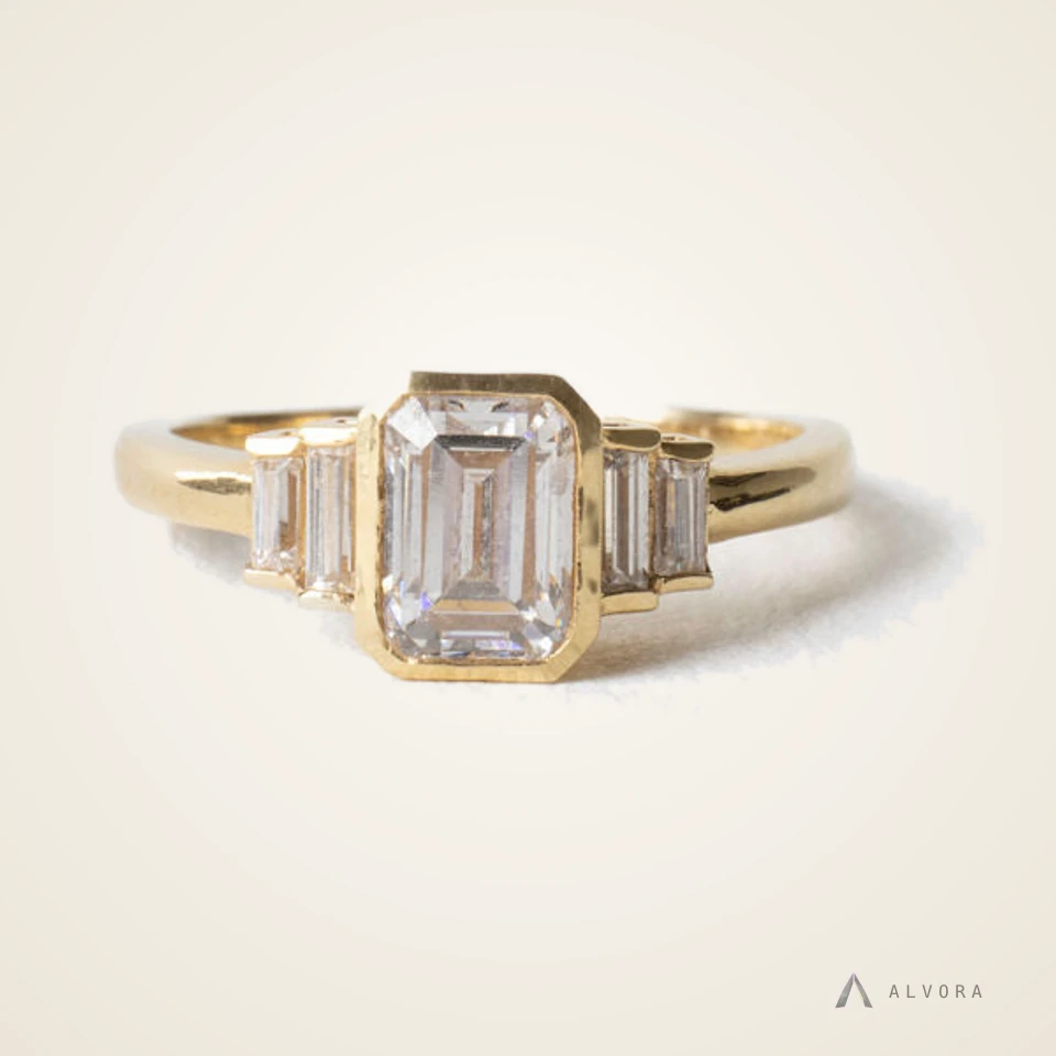 Pia Emerald Solitaire, emerald solitaire lab-grown diamond engagement ring