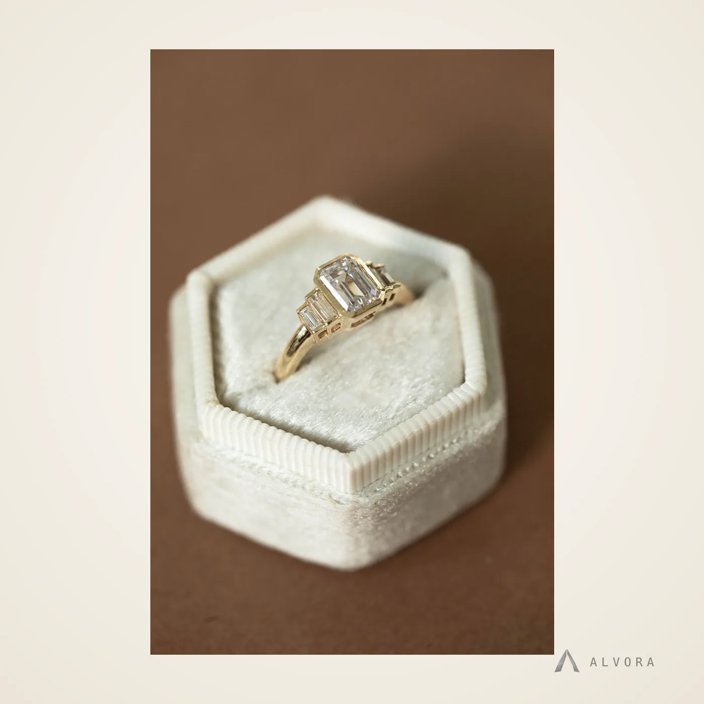 Pia Emerald Solitaire, emerald solitaire lab-grown diamond engagement ring
