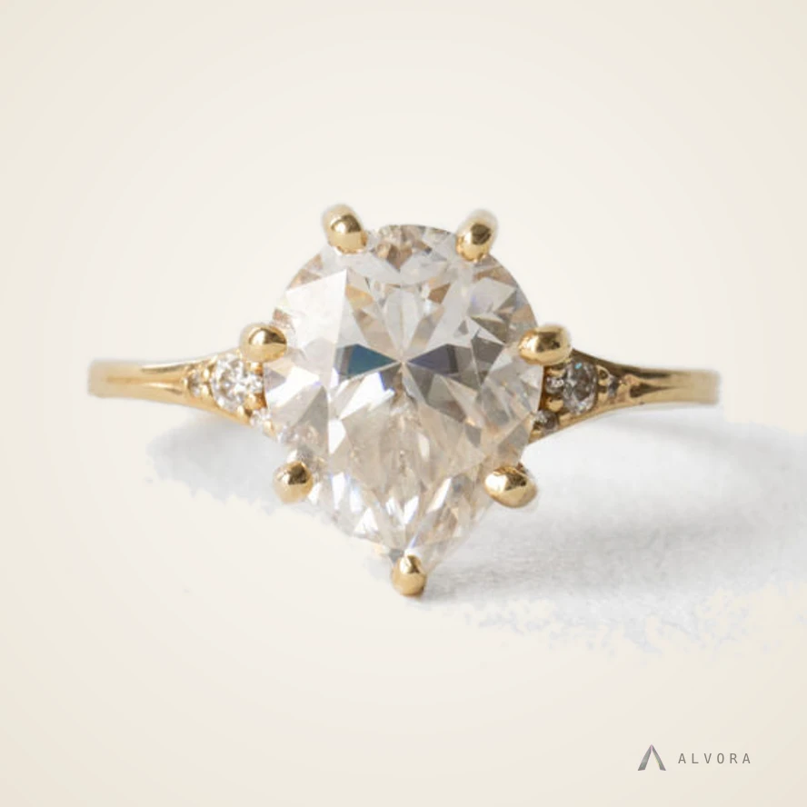 Elodie Pear Solitaire, pear solitaire lab-grown diamond engagement ring