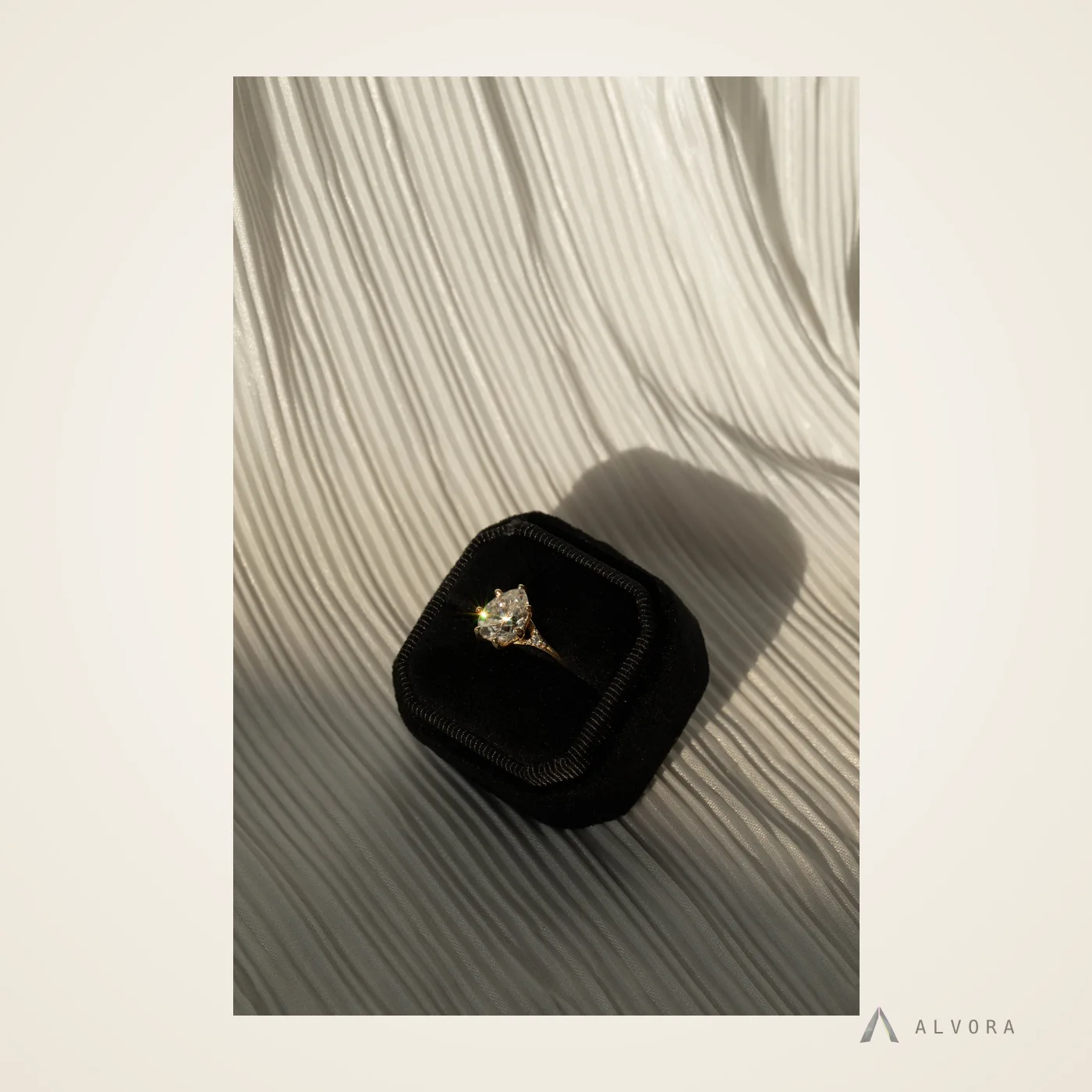 Elodie Pear Solitaire, pear solitaire lab-grown diamond engagement ring