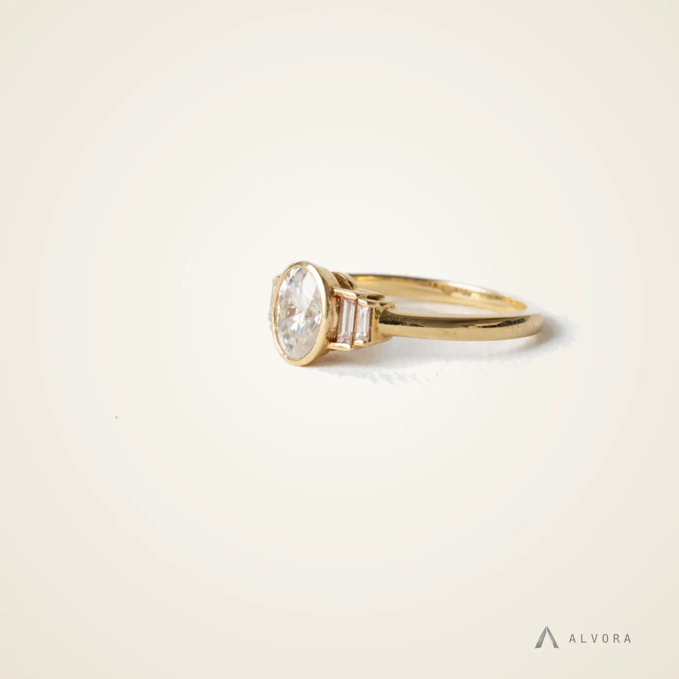 Pia Oval Solitaire, oval solitaire lab-grown diamond engagement ring