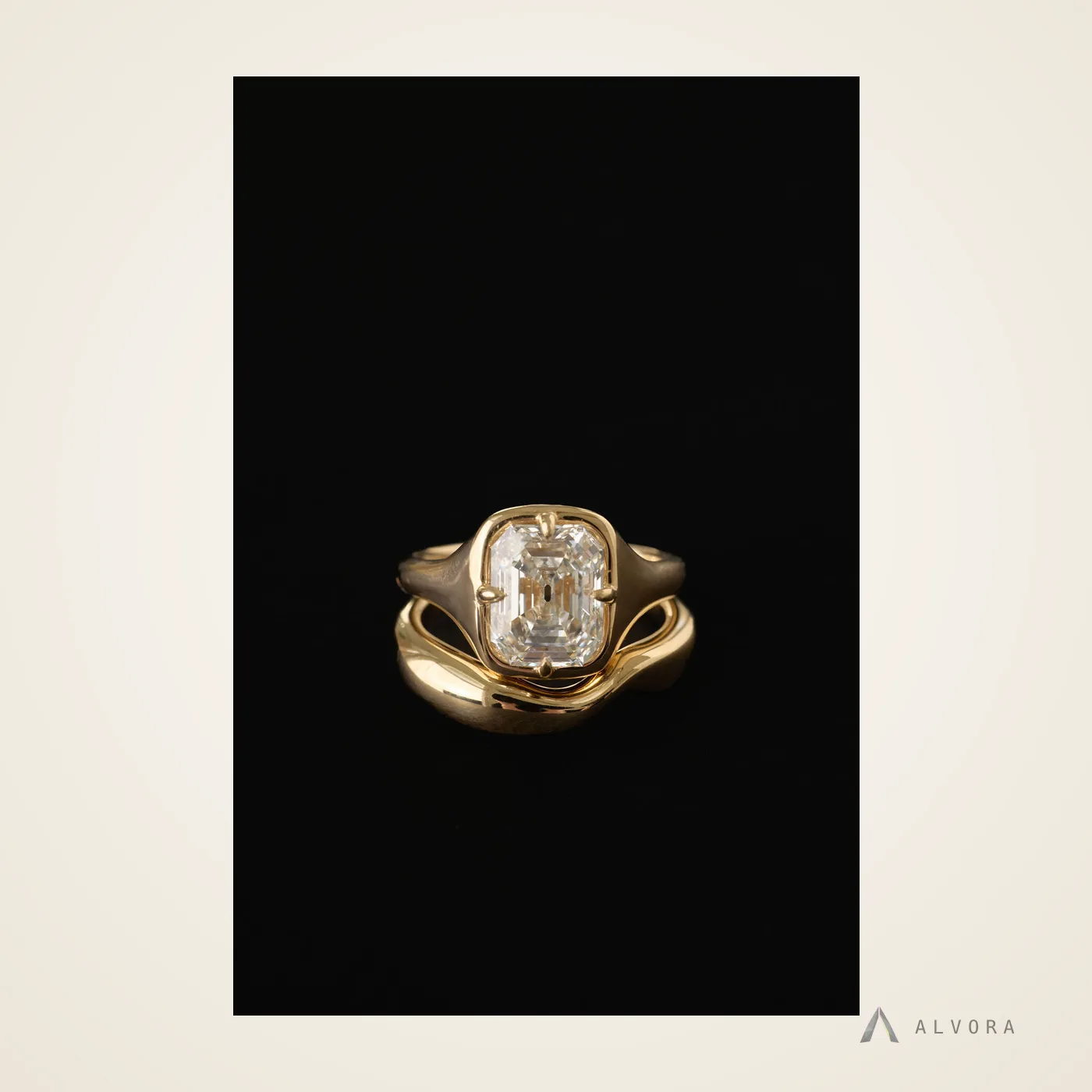 Freya Emerald Solitaire, emerald solitaire lab-grown diamond engagement ring