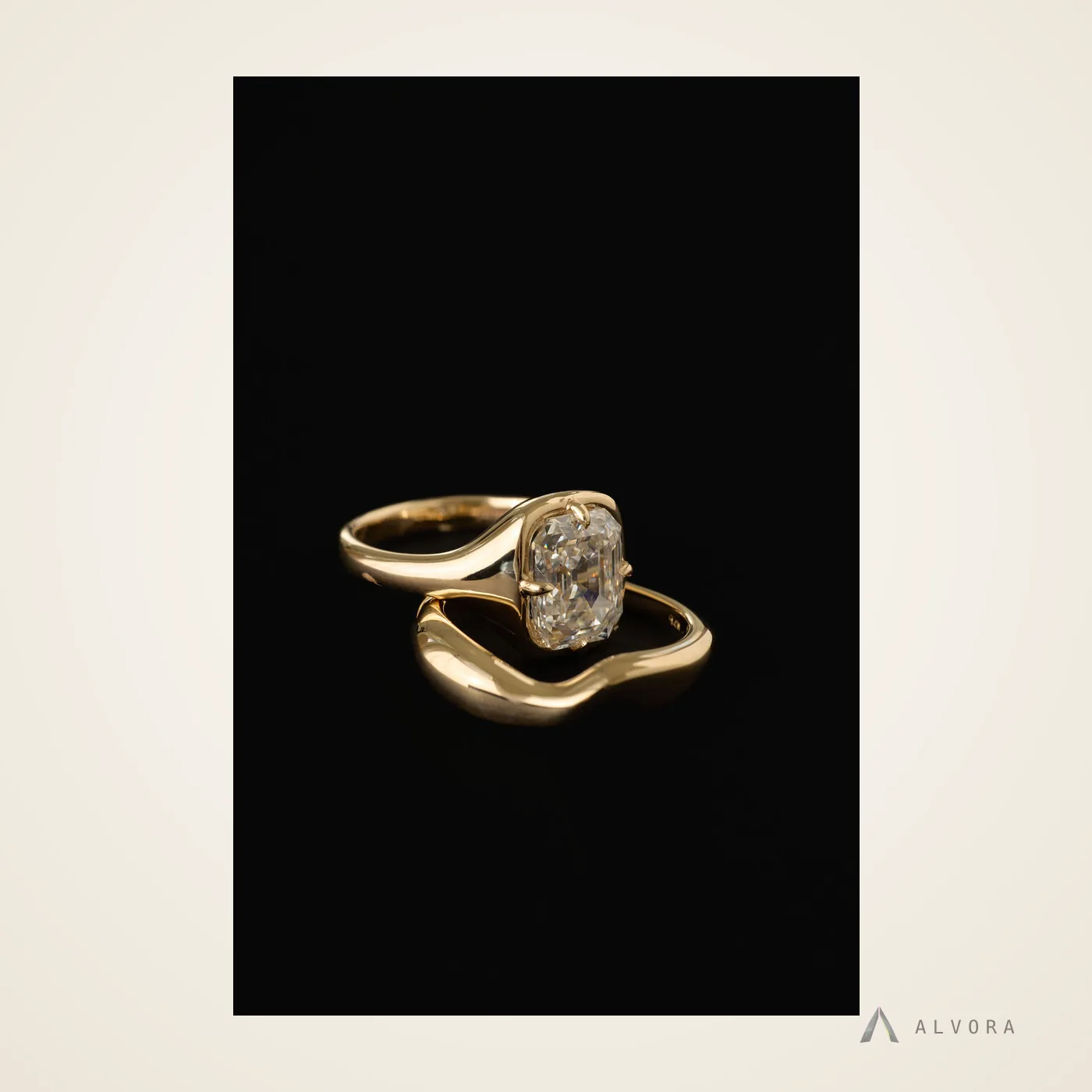 Freya Emerald Solitaire, emerald solitaire lab-grown diamond engagement ring