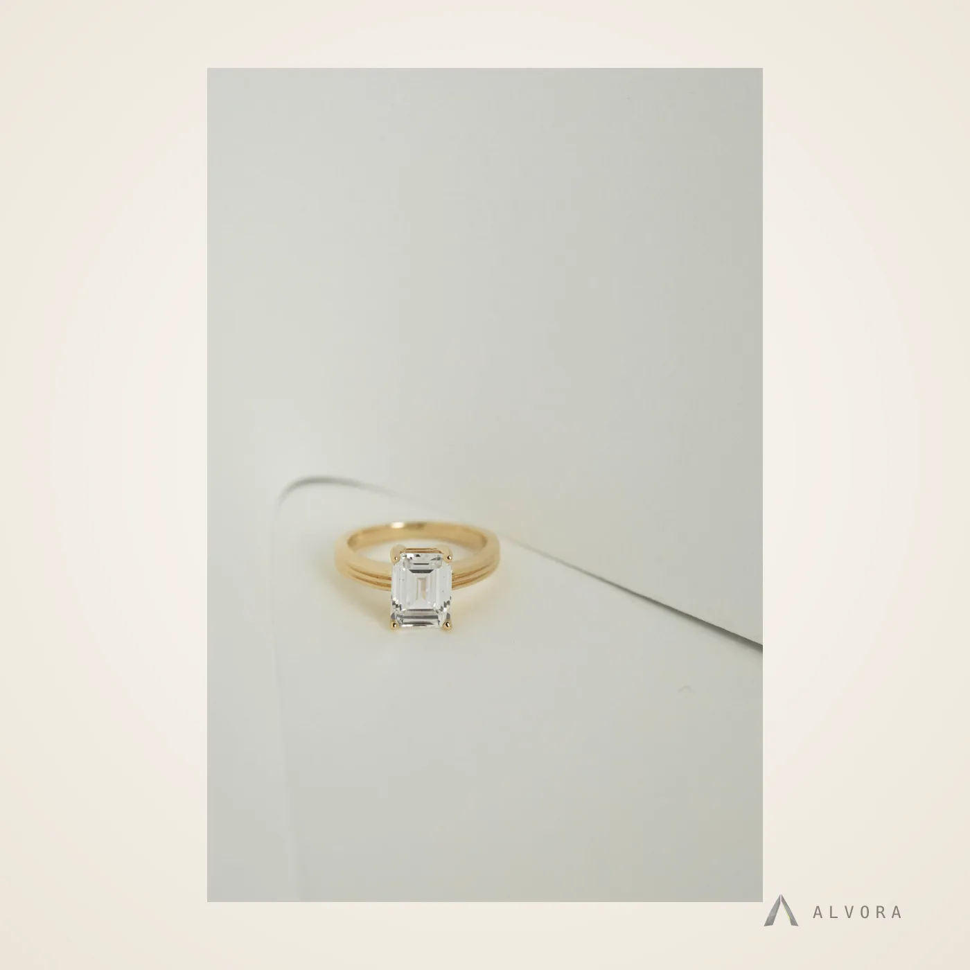 Galia Emerald Solitaire, emerald solitaire lab-grown diamond engagement ring