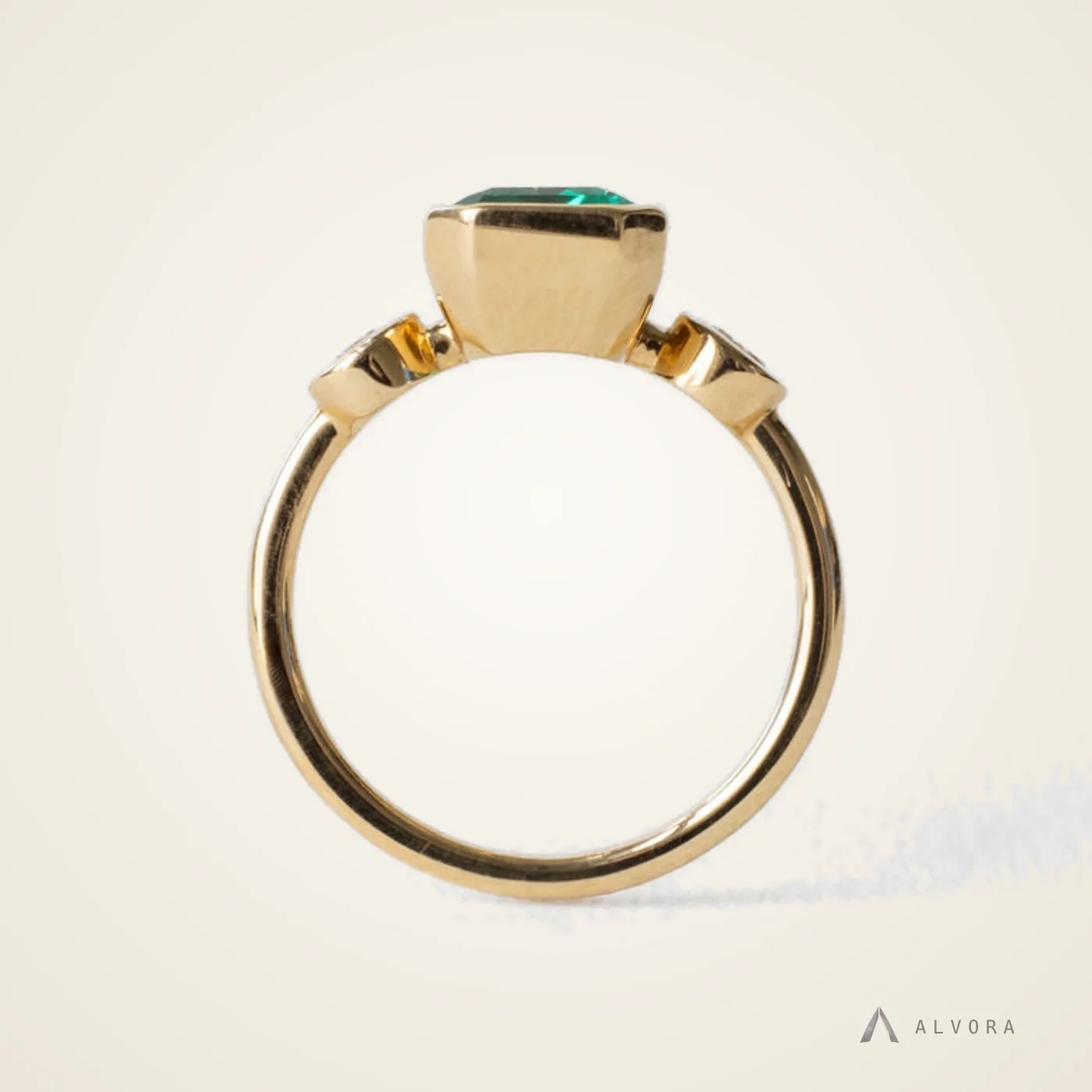 Ione Emerald Solitaire, emerald solitaire lab-grown diamond engagement ring
