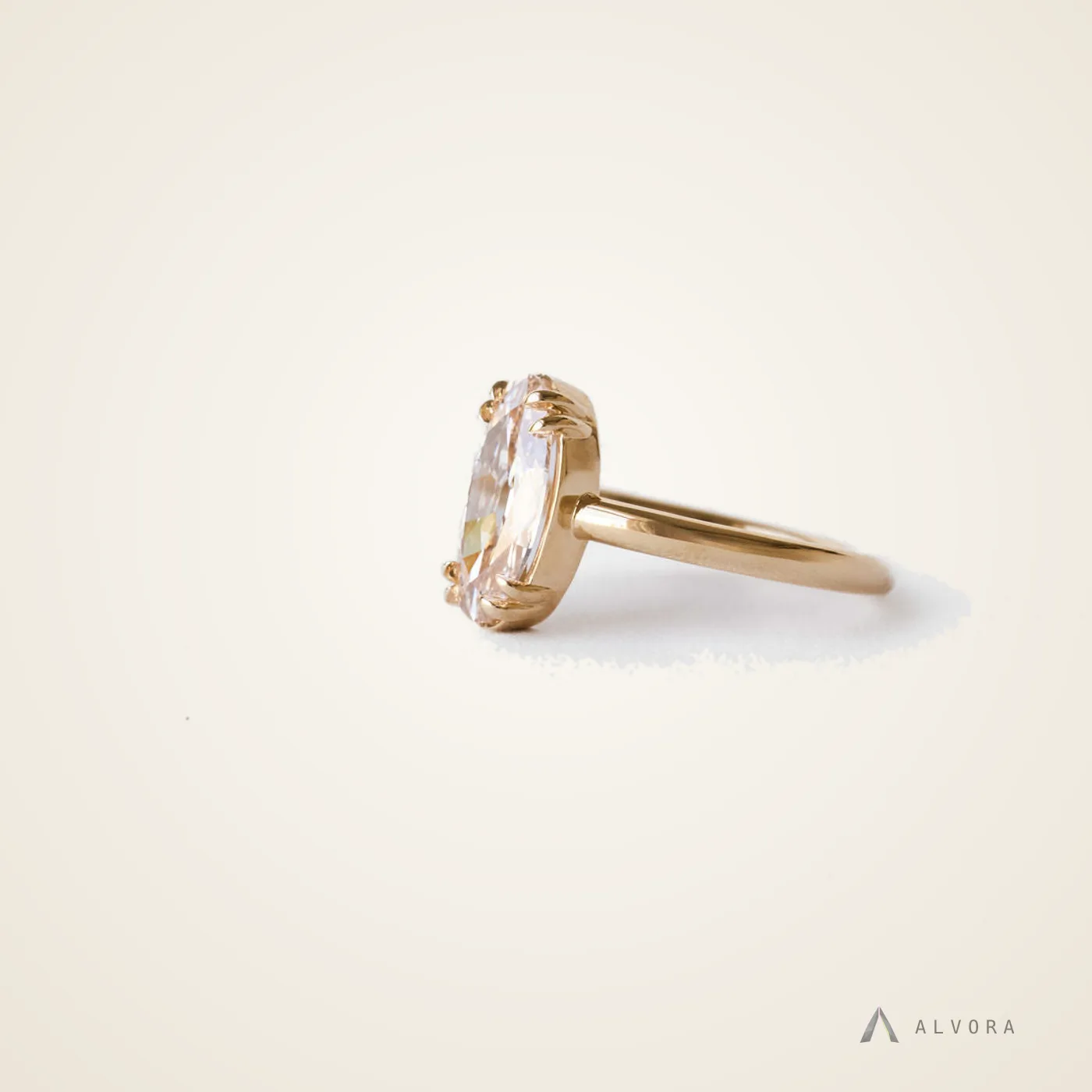 Linnea Champagne Solitaire, solitaire lab-grown diamond engagement ring