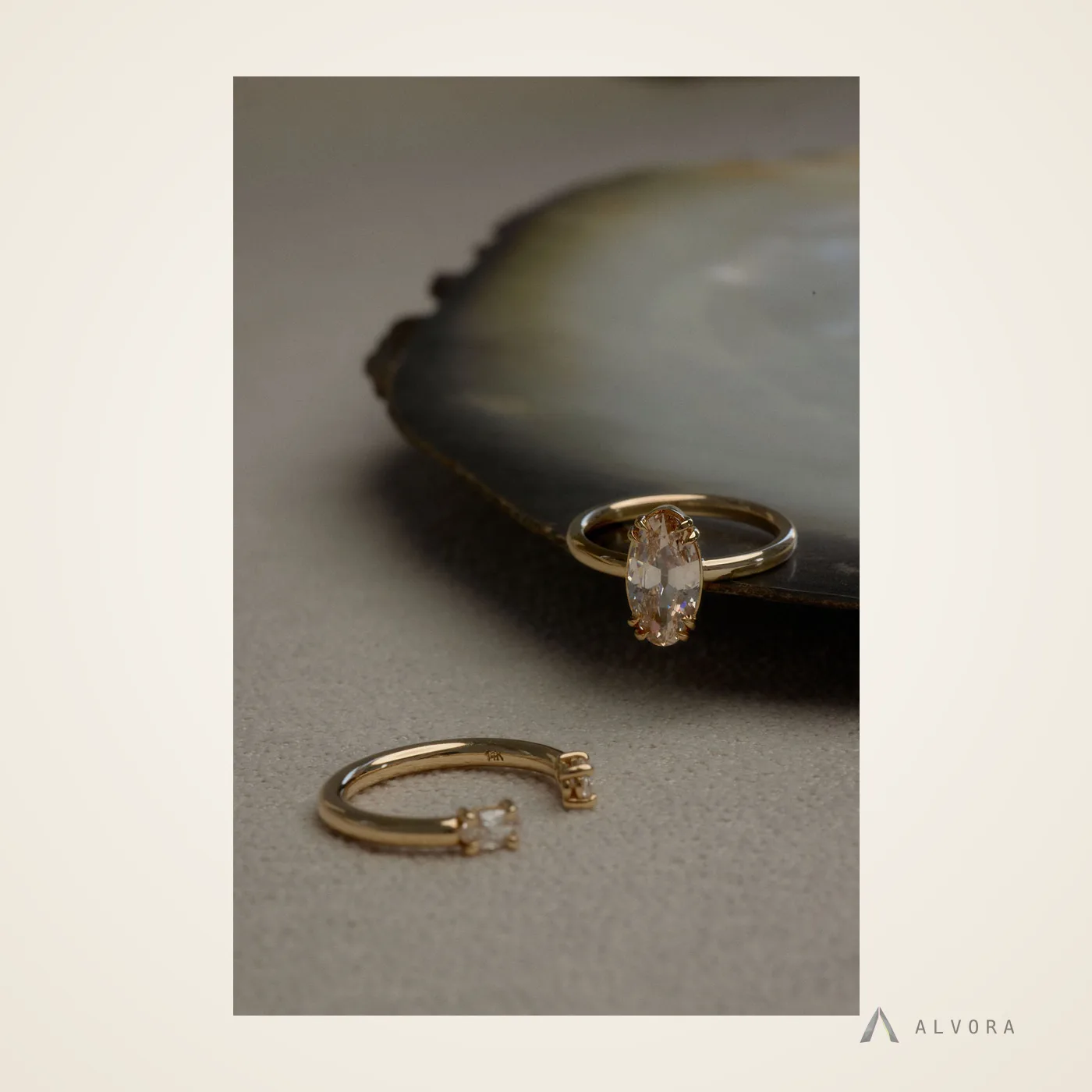 Linnea Champagne Solitaire, solitaire lab-grown diamond engagement ring