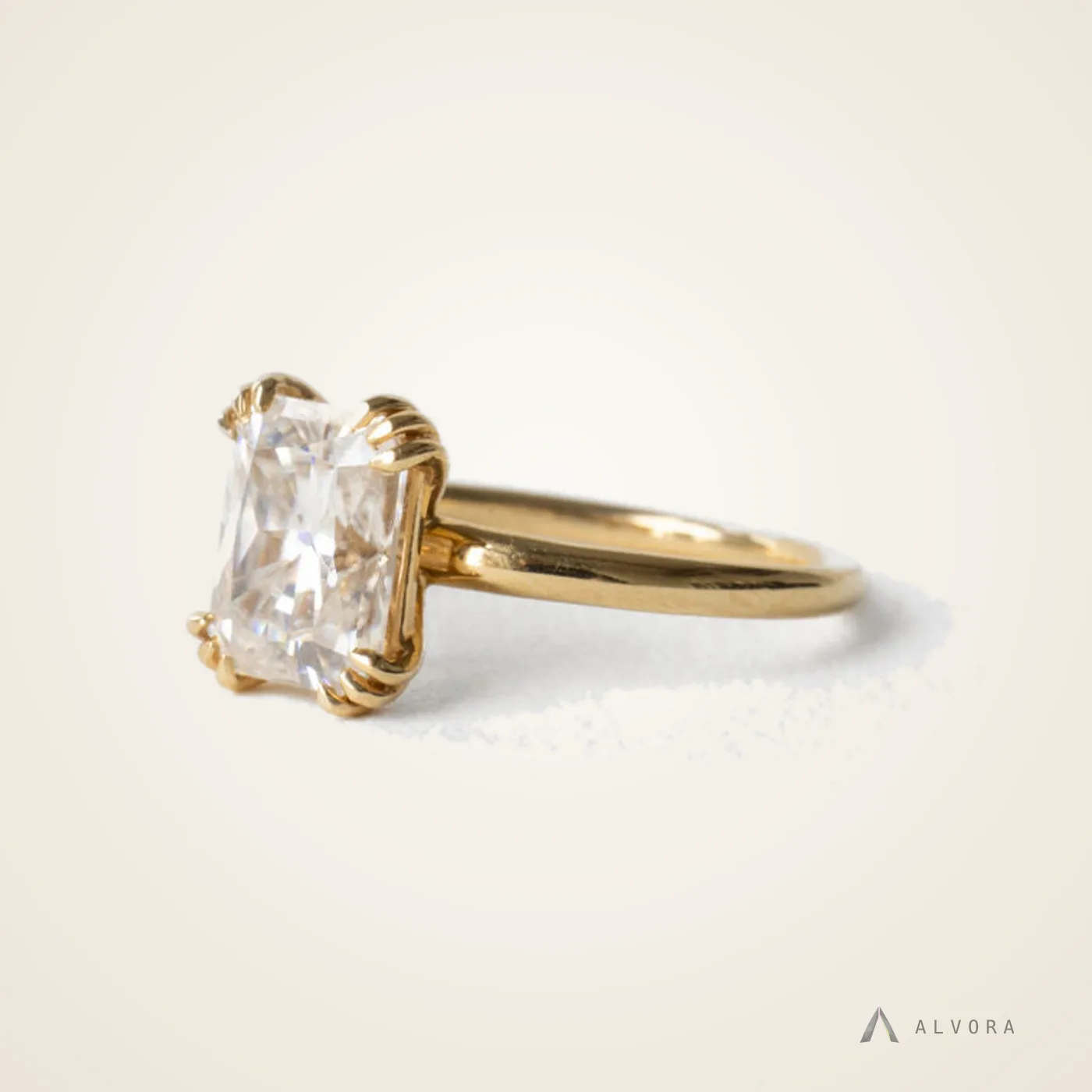 Meline Radiant Solitaire, radiant solitaire lab-grown diamond engagement ring