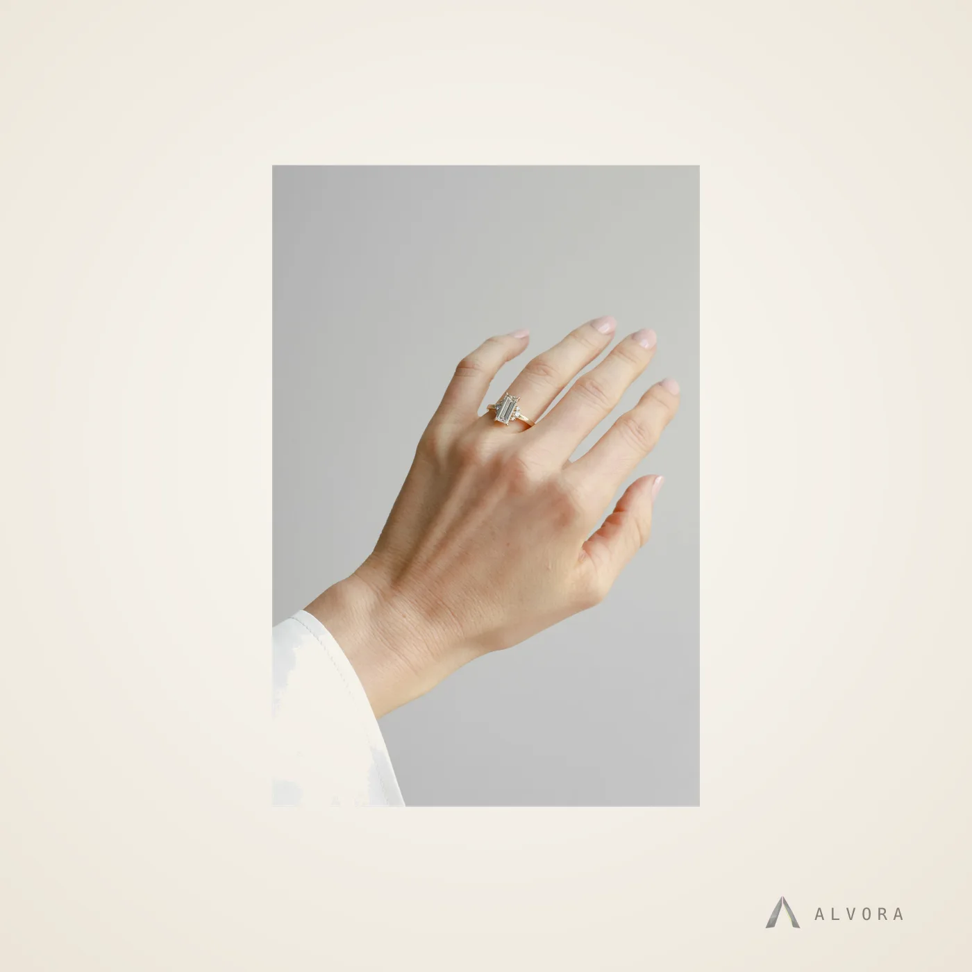 Aveline Baguette Solitaire, baguette solitaire lab-grown diamond engagement ring