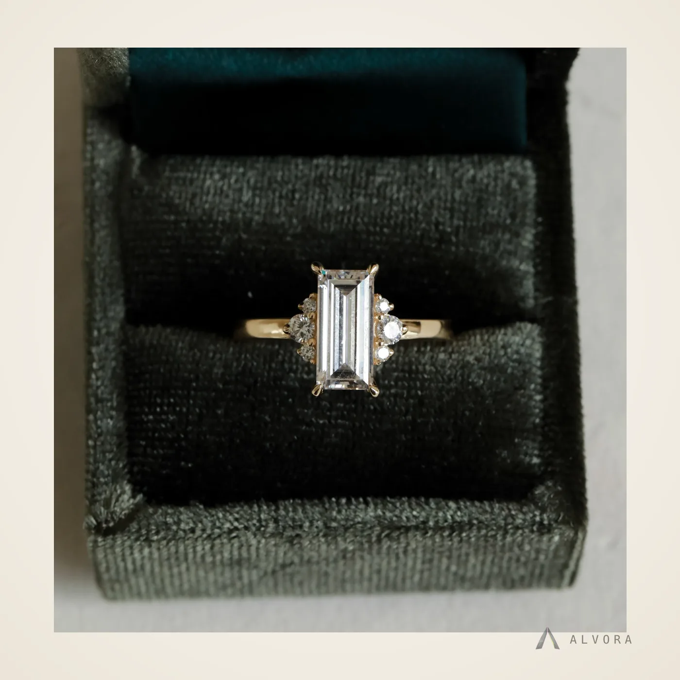 Aveline Baguette Solitaire, baguette solitaire lab-grown diamond engagement ring